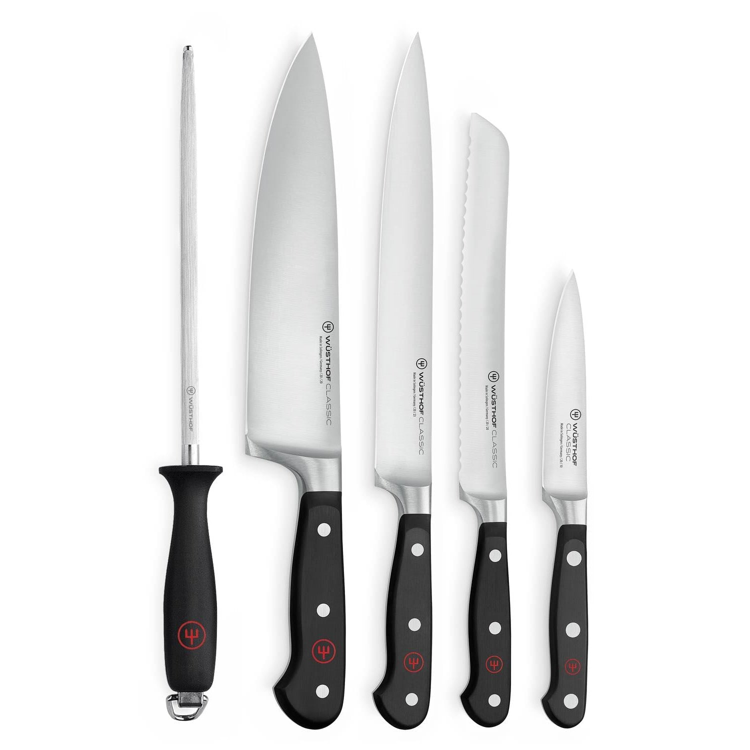 Wusthof Knives And Sharpening Steel 5 pcs Set Gift Box Classic 1120160501