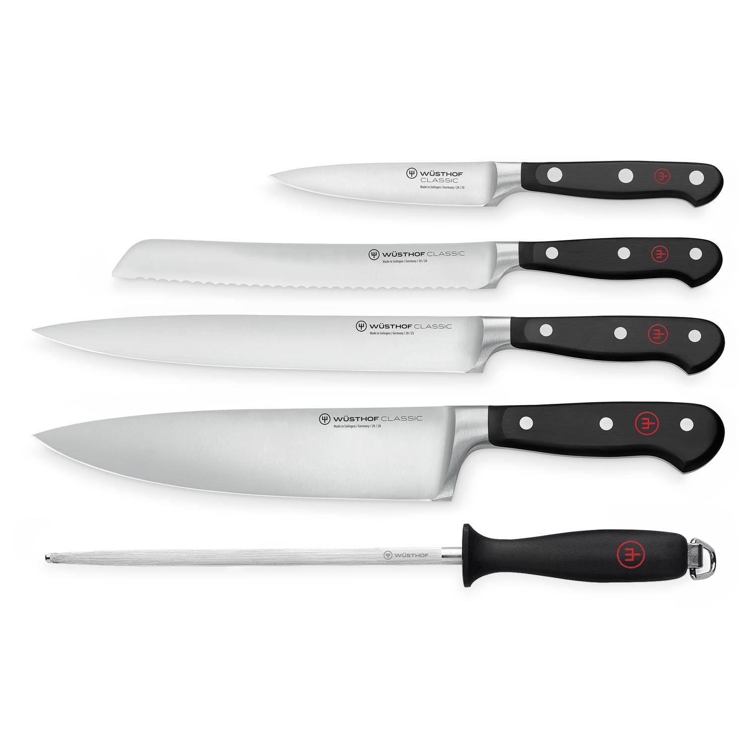 Wusthof Knives And Sharpening Steel 5 pcs Set Gift Box Classic 1120160501