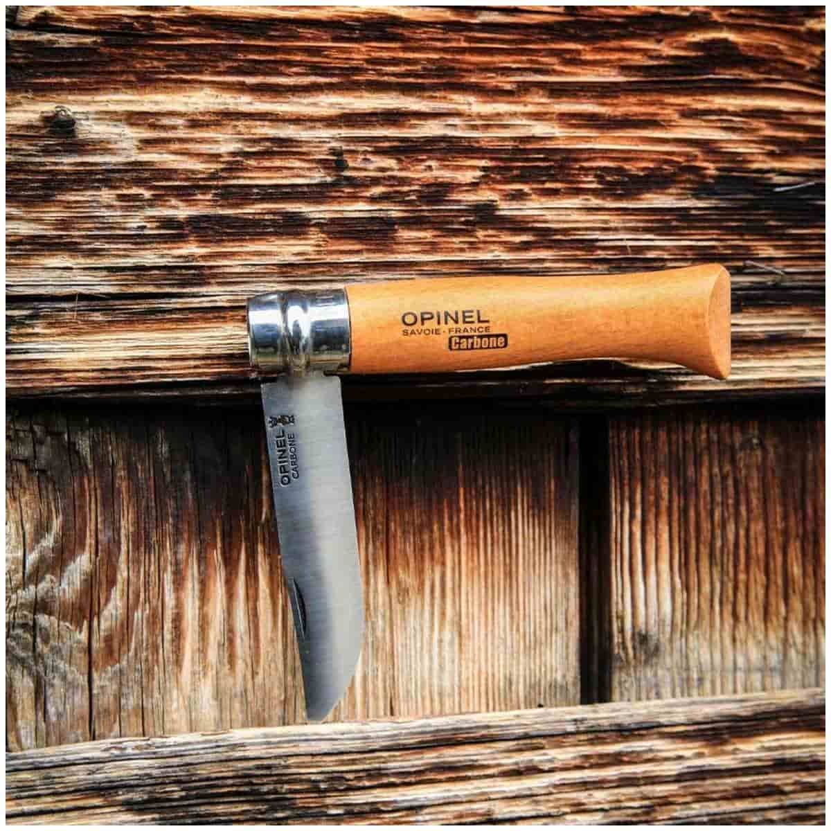 Opinel Pocket Knife 8 cm Beech Wood Handle No 7 Carbon 113070