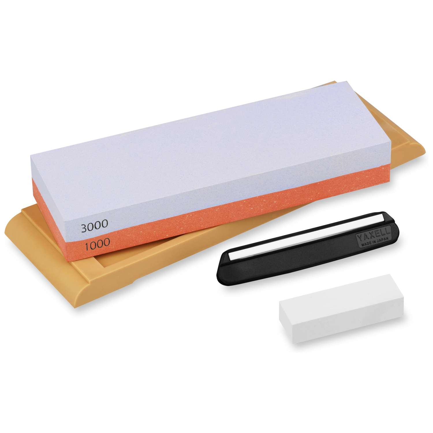 Yaxell Whetstone #1000/#3000 With Base, Flattening Stone for Whetstones And Sharpening Guide 37060