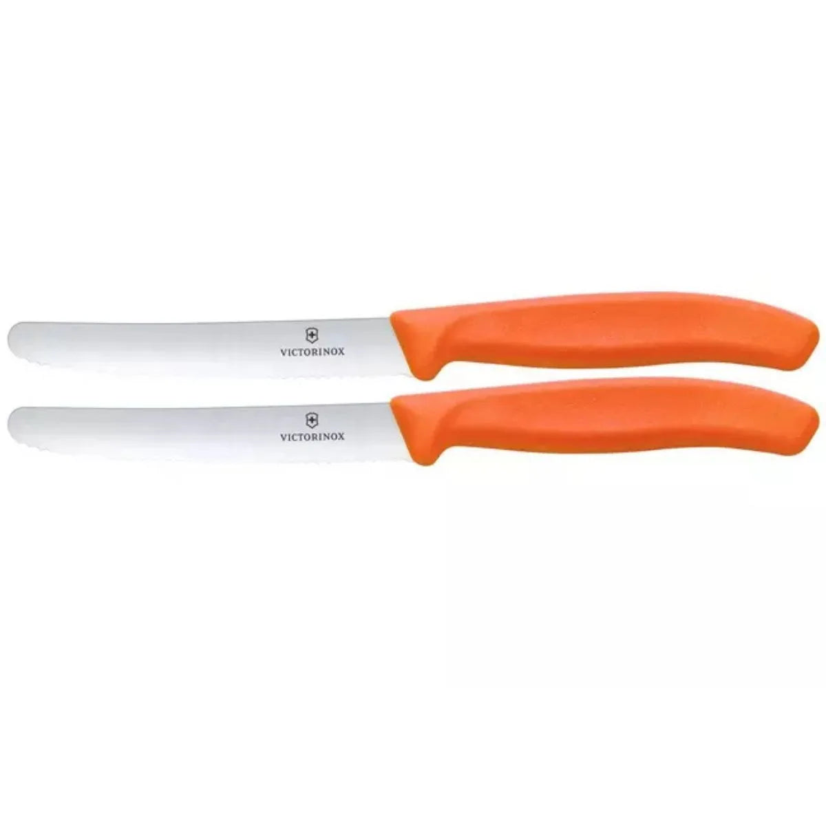 Victorinox Μαχαίρια κουζίνας 11 εκατ. στρογγυλά οδοντωτά πορτοκαλί λαβή σετ 2 τμχ Swiss Classic 6.7839.2C1