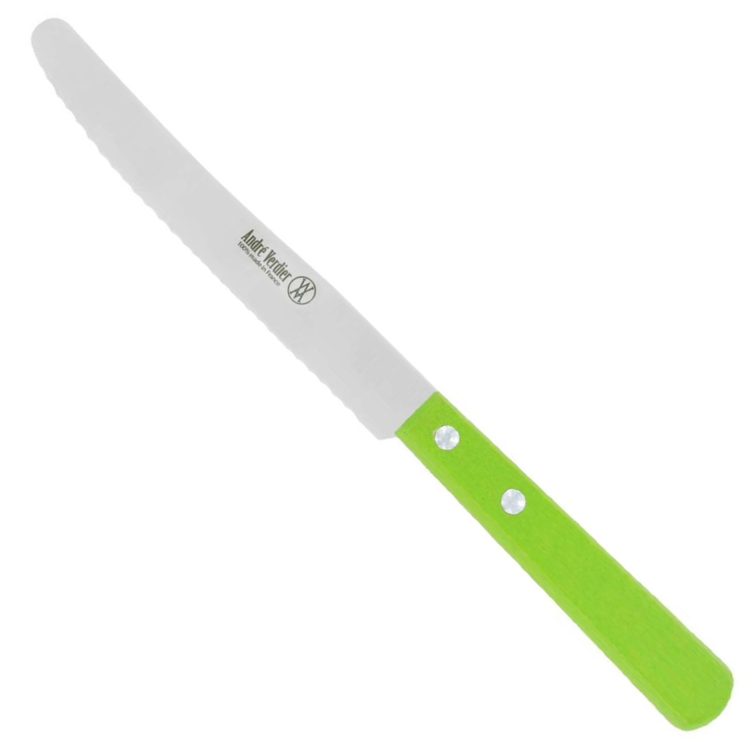 Andre verdier Serrated Round Dinner Knife 12 cm Green Wooden Handle Prepa Culi
