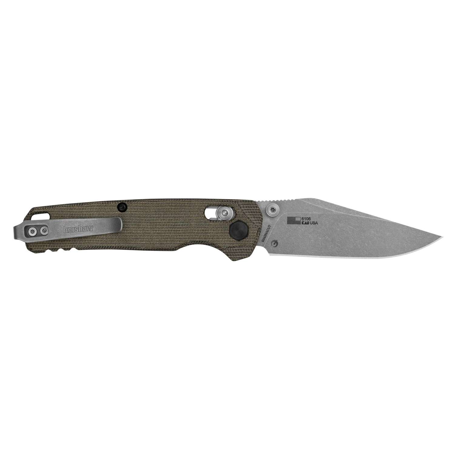 Kershaw Bel Air - Clip Point Pocket Knife 8 cm Olive Micarta Handle 74 gr 6106