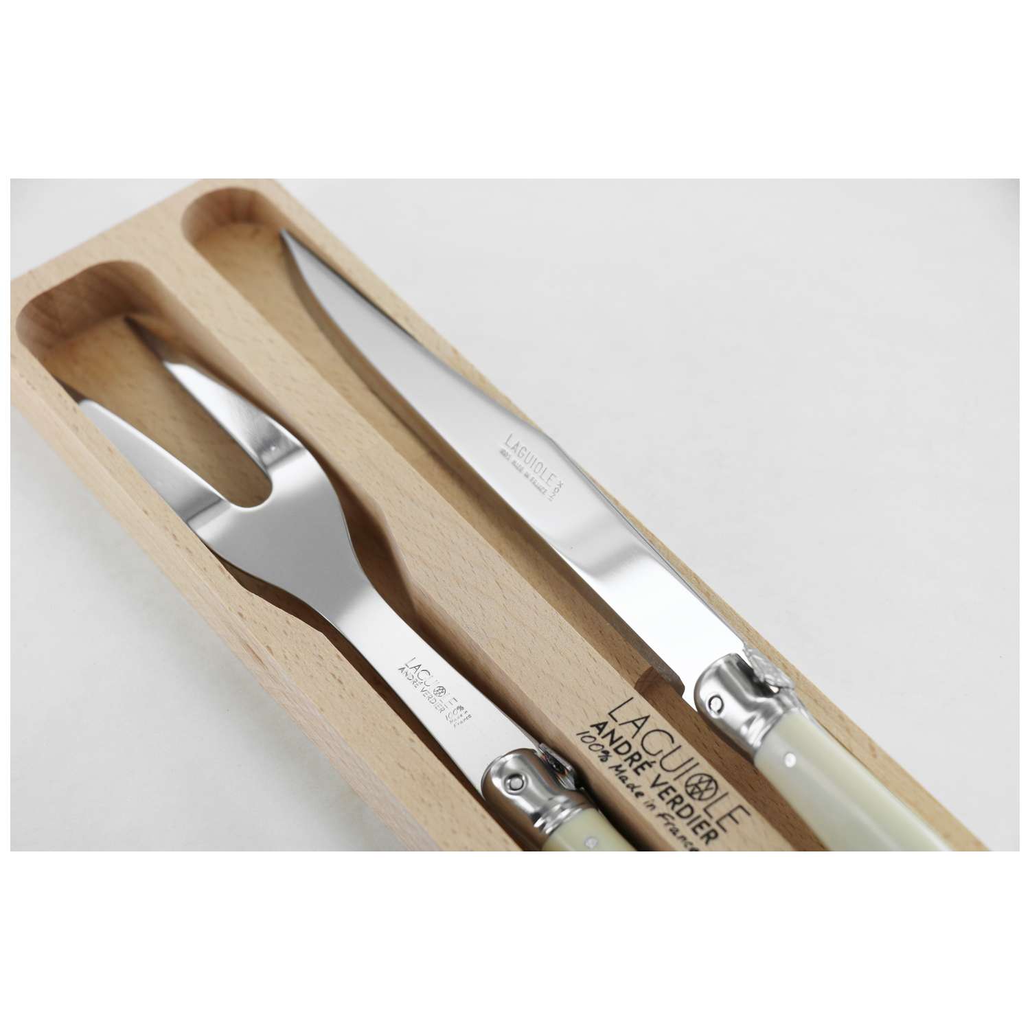 Andre verdier Carving Set 2 pcs Ivory Handle Laguiole Debutant 77772LICD
