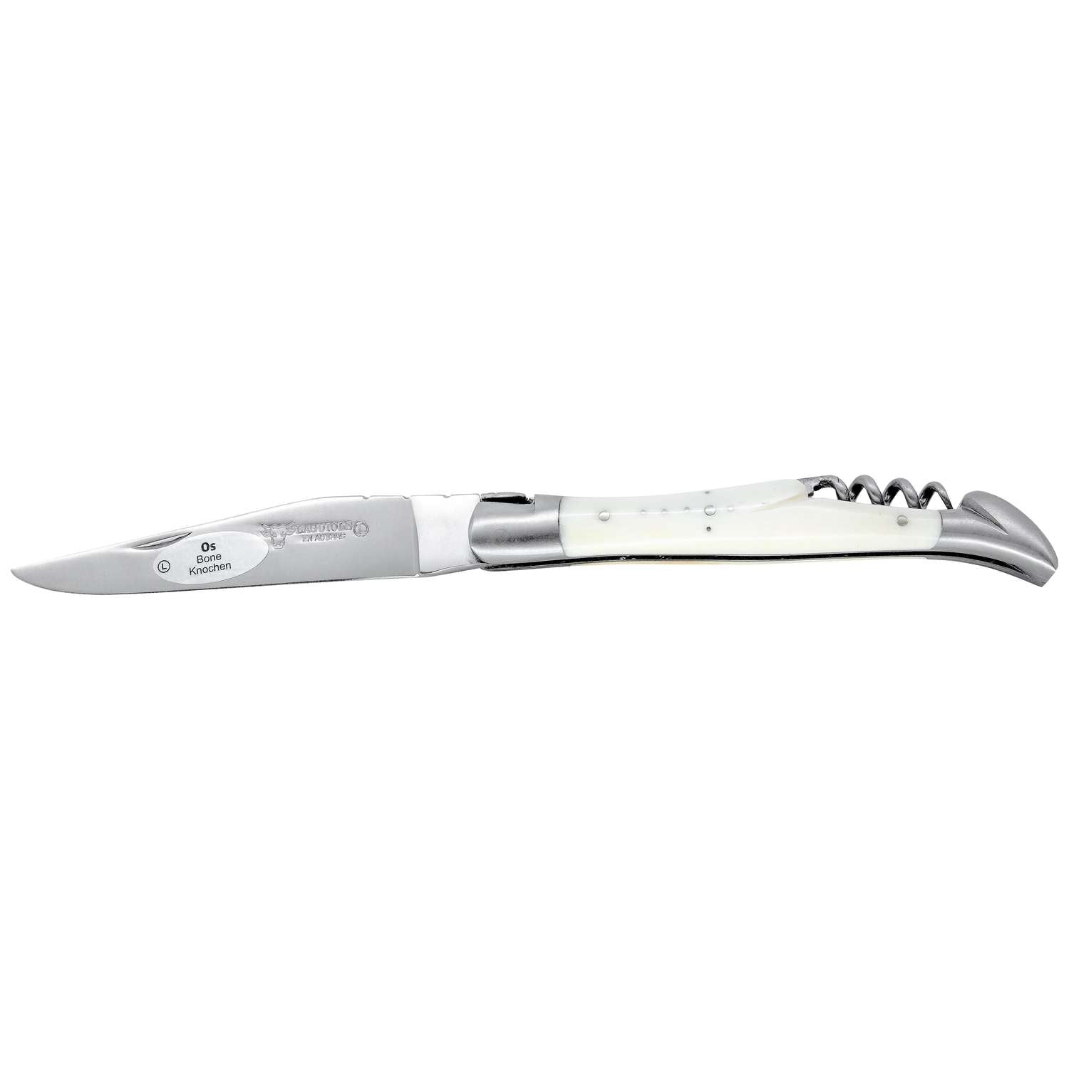Laguiole en aubrac Folding Knife 12 cm with Corkscrew Bone Handle Laguiole en Aubrac L0311OSIS