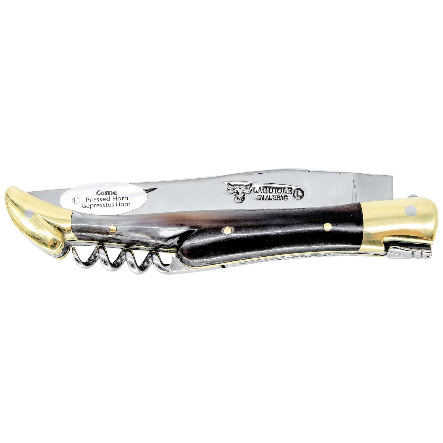 Laguiole en aubrac Folding Knife 12 cm with Corkscrew Horn Handle Laguiole en Aubrac L0312CPL