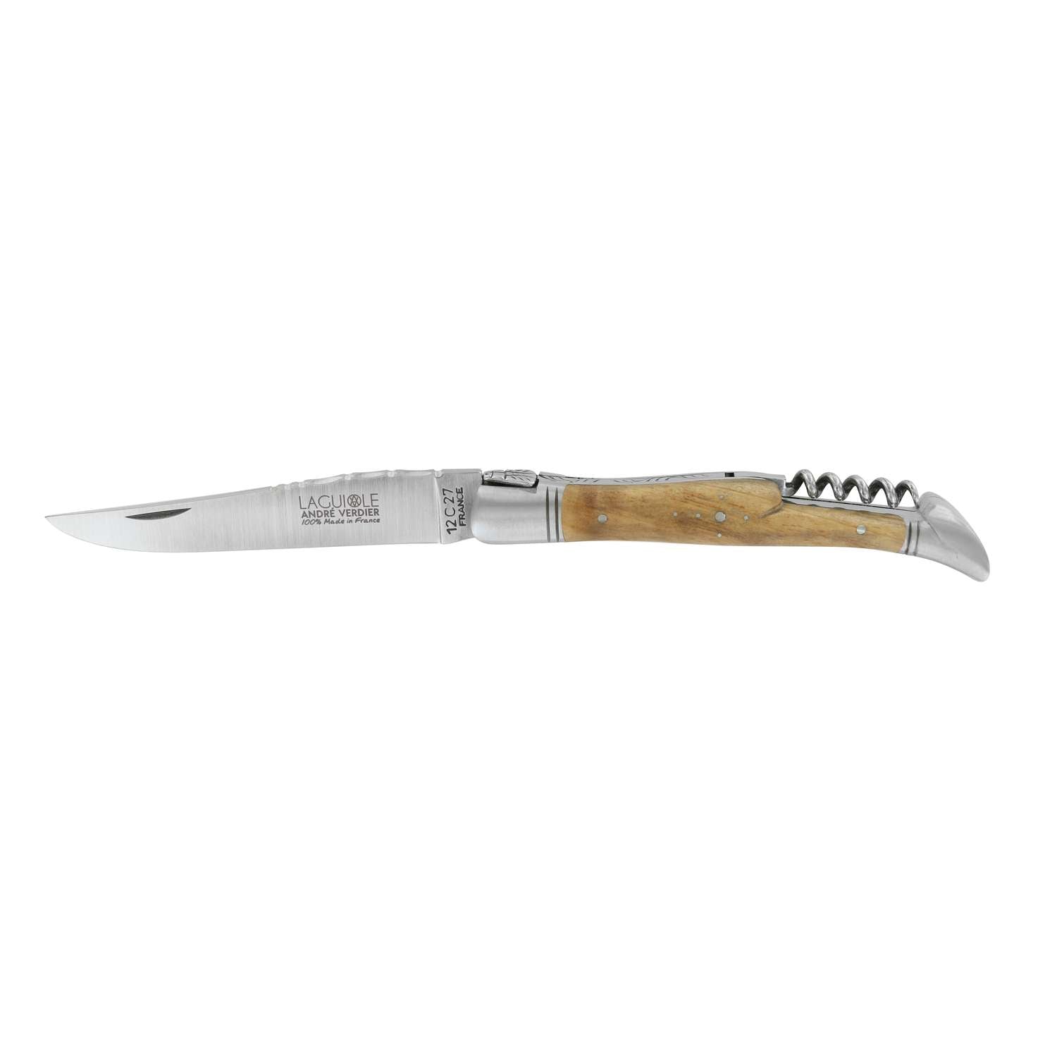 Andre verdier Folding Knife 12 cm With Corkscrew Olive Wood Handle Laguiole Prestige