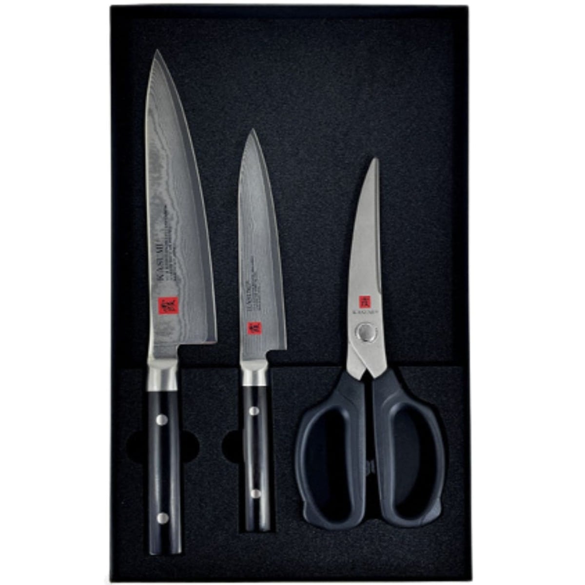 Kasumi Knife and Scissors Set 3 pcs In Gift Box Damascus 8920151