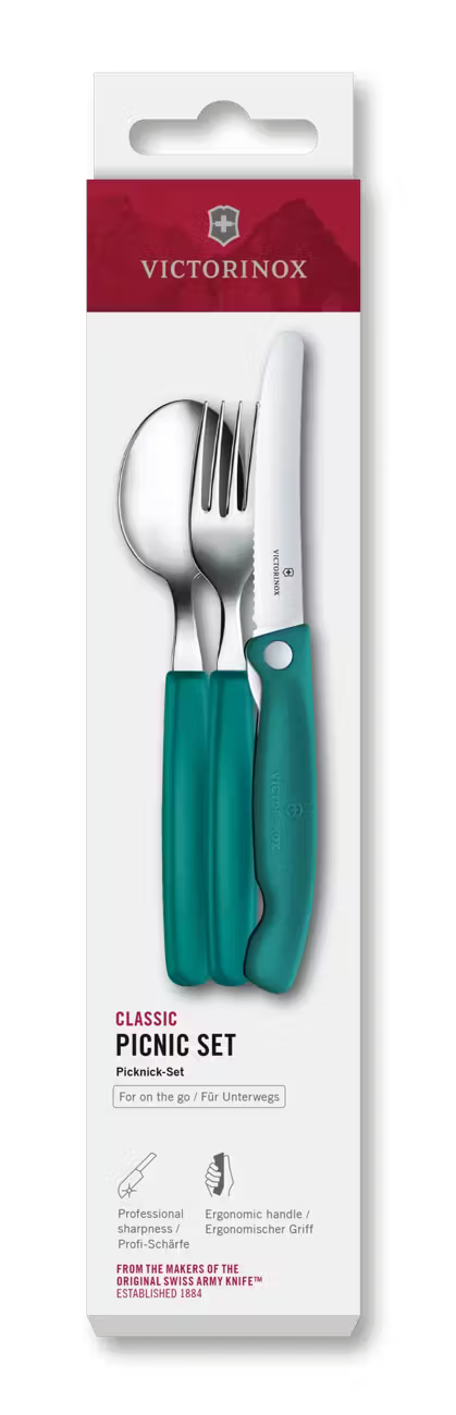 Victorinox Cutlery Green Handles Set 3 pcs Swiss Classic