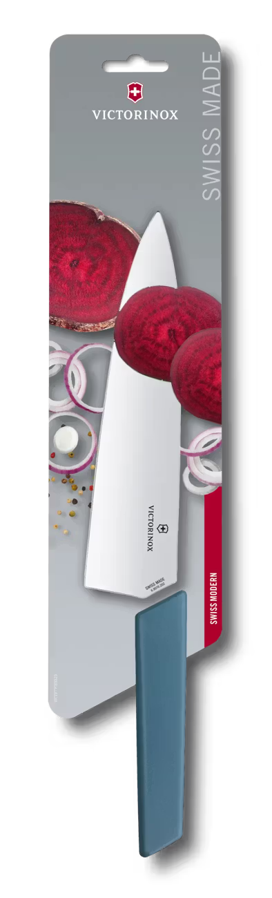 Victorinox Chef'S Knife 20 cm Extra Wide Blade Blue Handle Swiss Modern