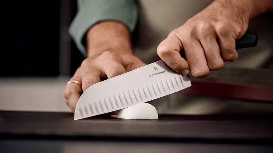 Victorinox Hollow Edge Santoku Knife Black Handle 17 cm Swiss Classic 6.8523.17B