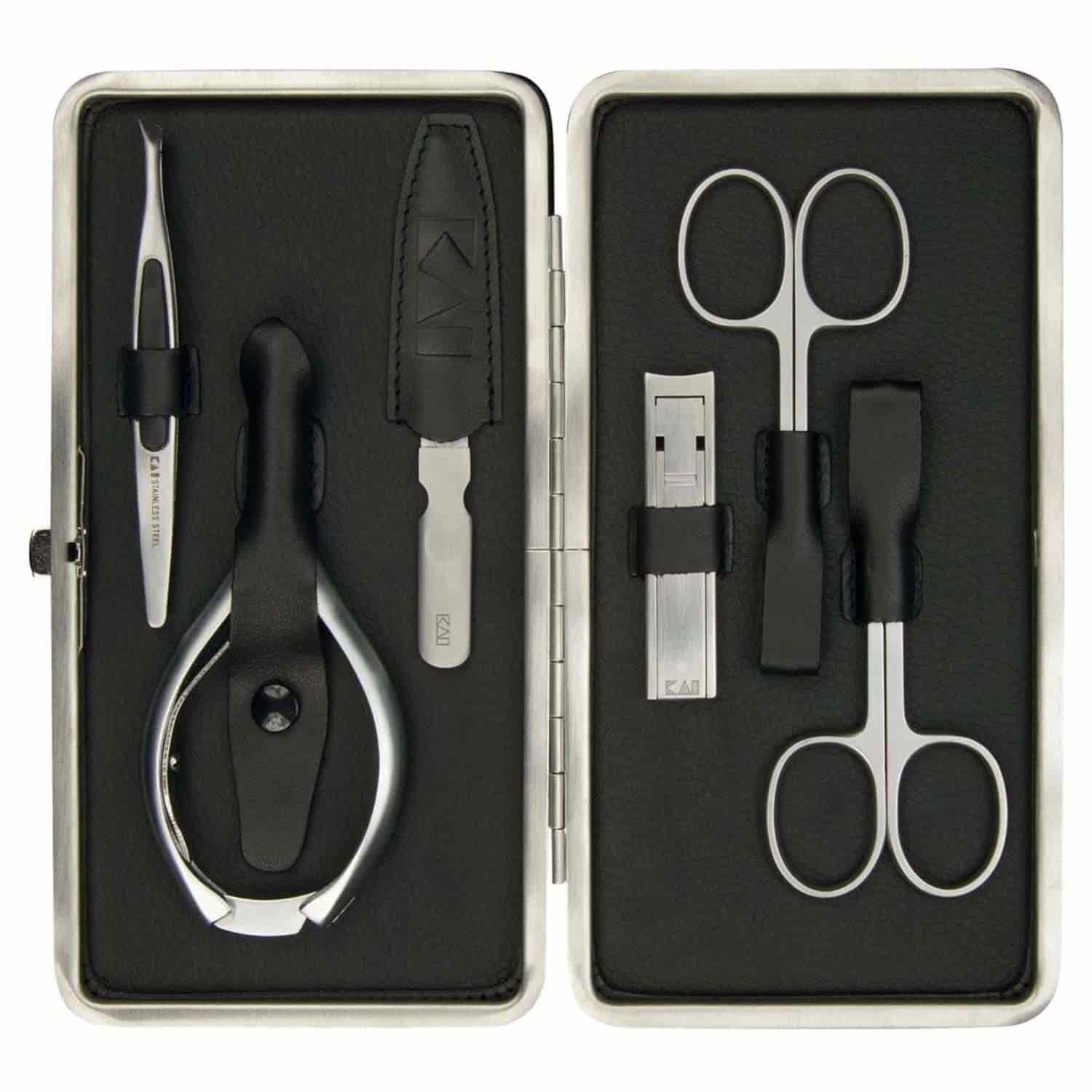 KAI Japanese Manicure Set 6 pcs (Nail Scissors, Cuticle Scissors, Nail Nippers, Nail File, Tweezers & Cuticle Nippers) Instruments Sets BCI-SET05