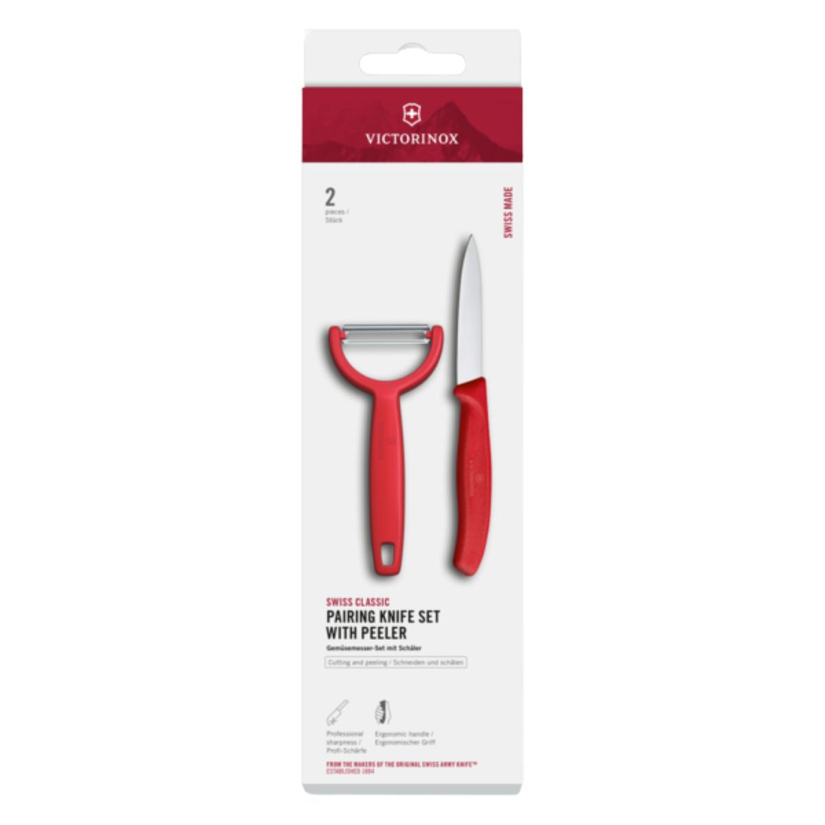 Victorinox Kitchen Knife And Peeler Red 2 pcs Set Swiss Classic