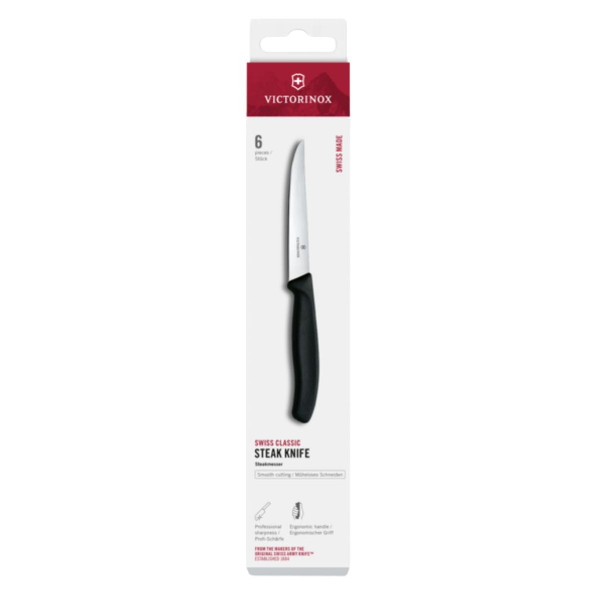 Victorinox Steak Knife 11 cm Black Handle 6 pcs Set Swiss Classic 6.7203.6