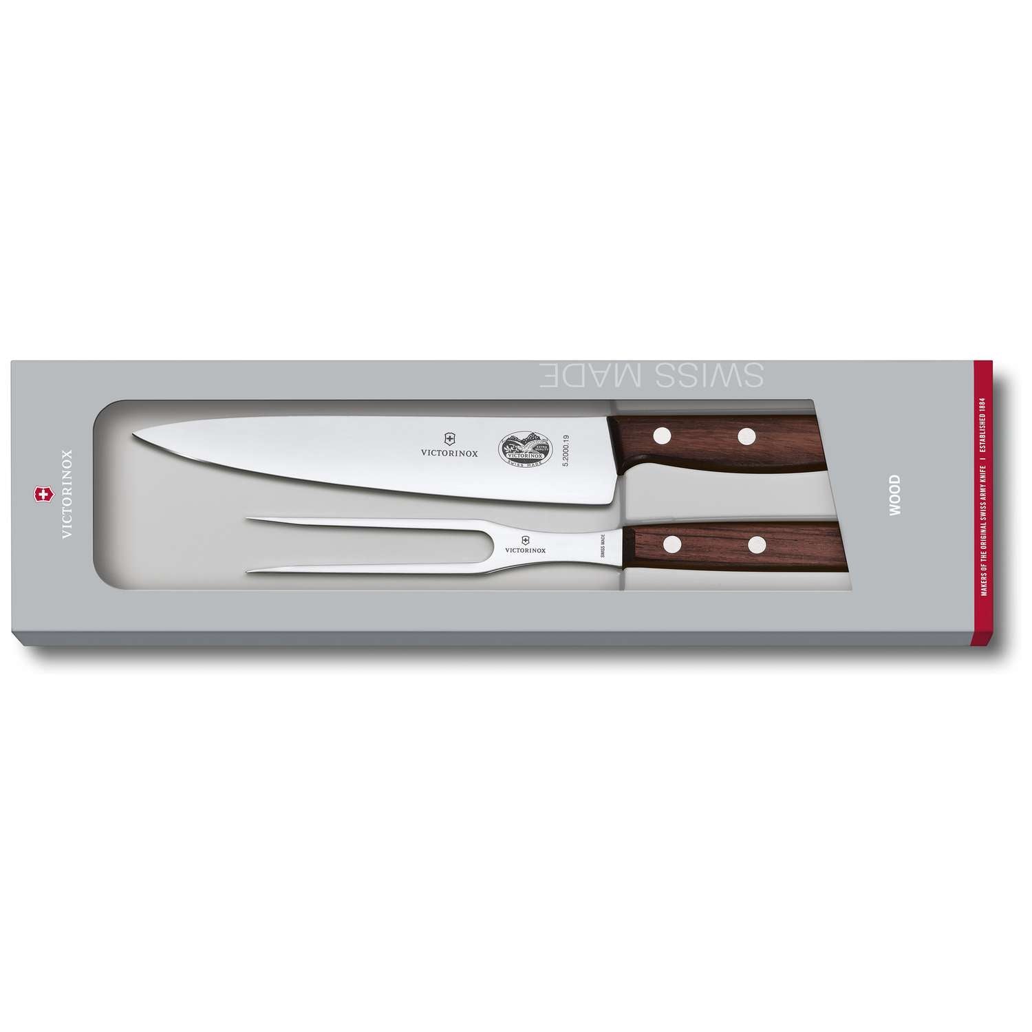 Victorinox Carving Set 2 pcs Wooden Handles Gift Box 5.1020.2G