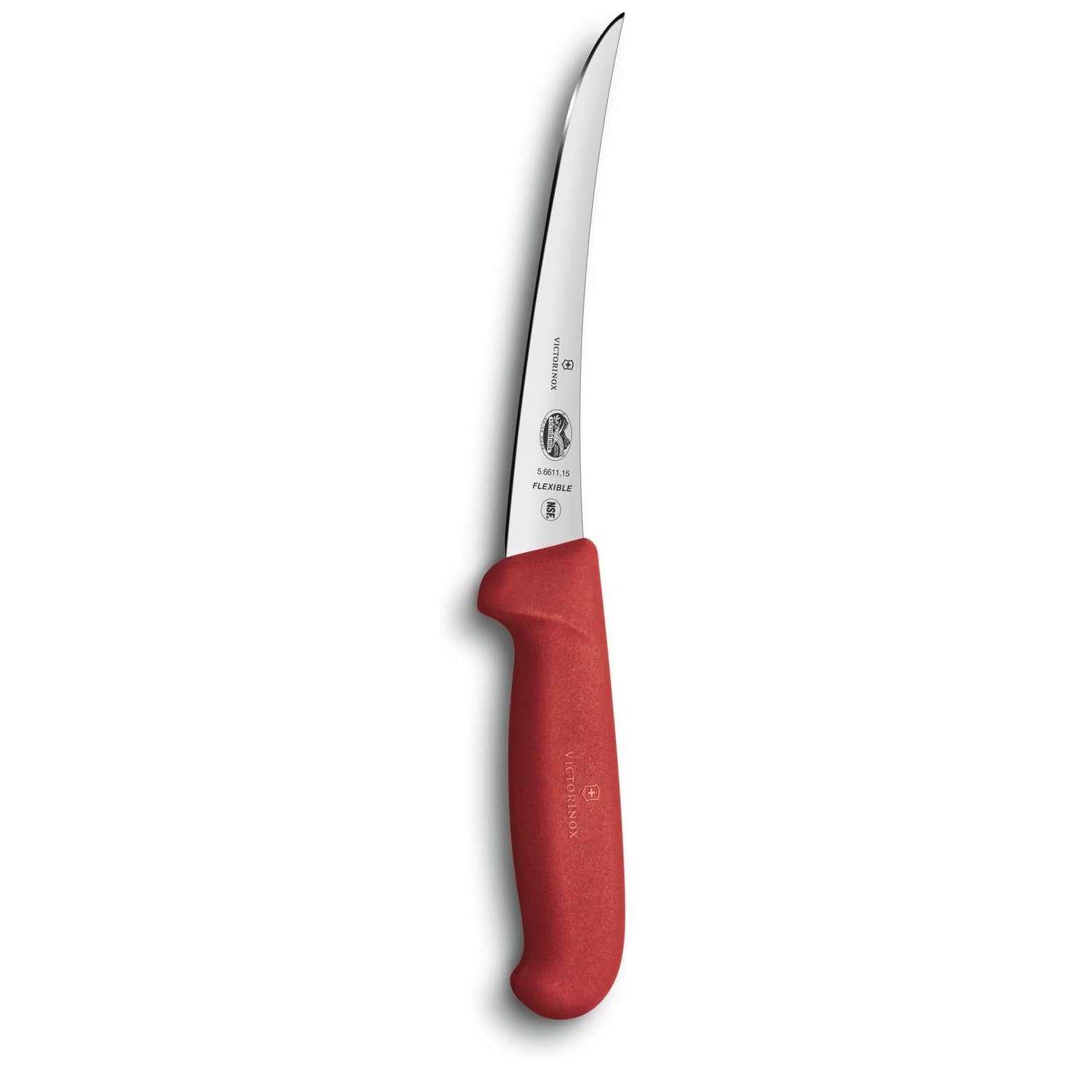 Victorinox Curved Boning Knife Narrow and Flexible Blade 12 cm Red Handle Fibrox 5.6611.12