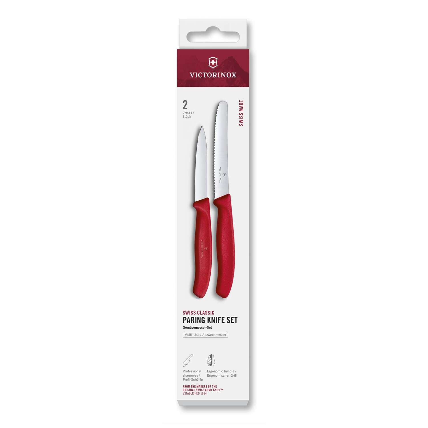 Victorinox Kitchen Knives Red Handles 2 pcs Set Swiss Classic 6.7111.2C1