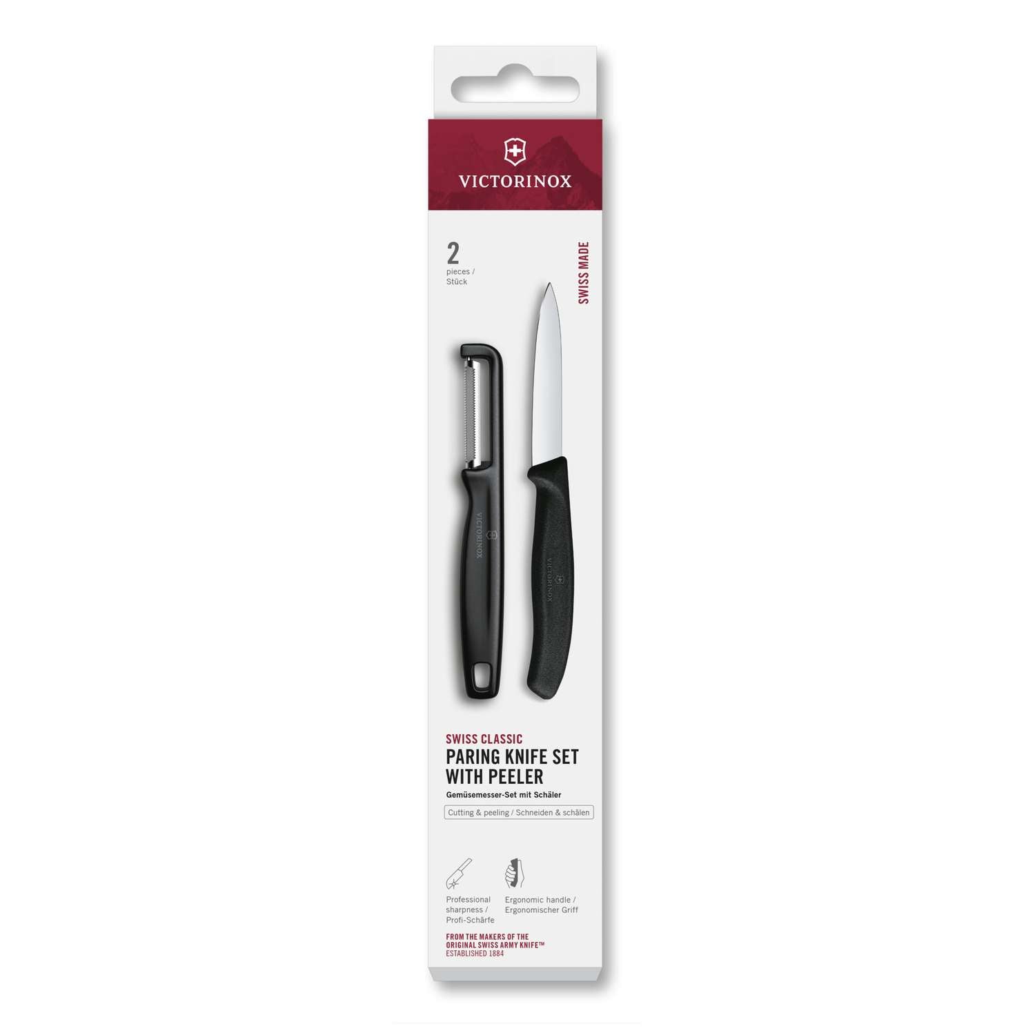 Victorinox Kitchen Knife And Peeler Black 2 pcs Set Swiss Classic 6.7113.21