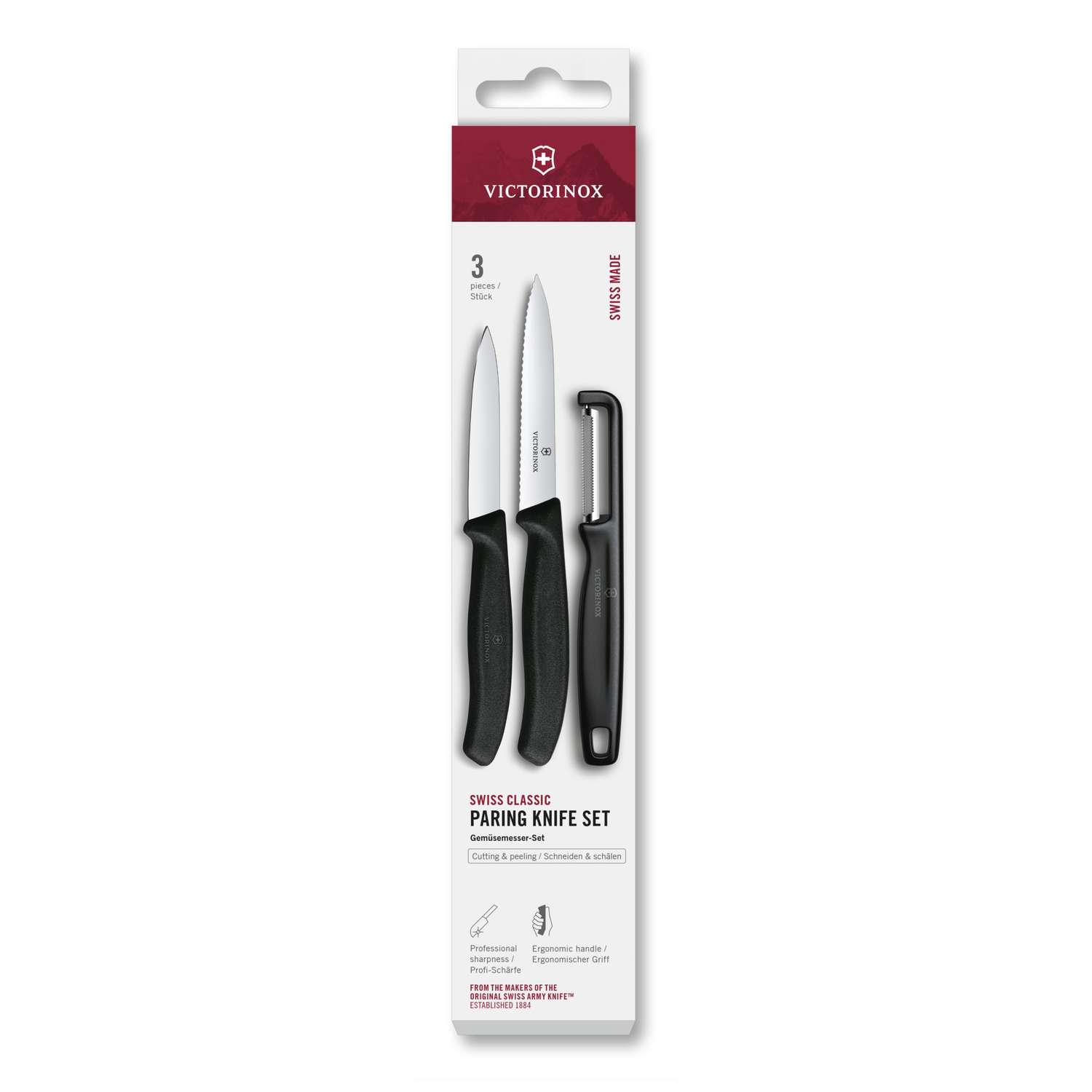 Victorinox Kitchen Knives And Peeler Green 3 pcs Set Swiss Classic 6.7113.33