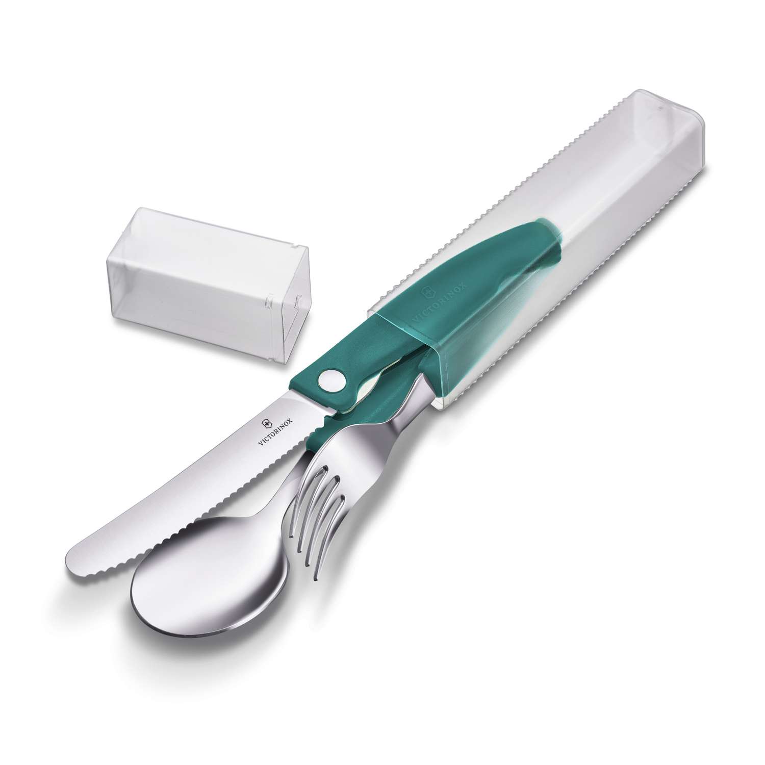 Victorinox Stainless Steel Cutlery Set Green Handle 3 pcs Swiss Classic