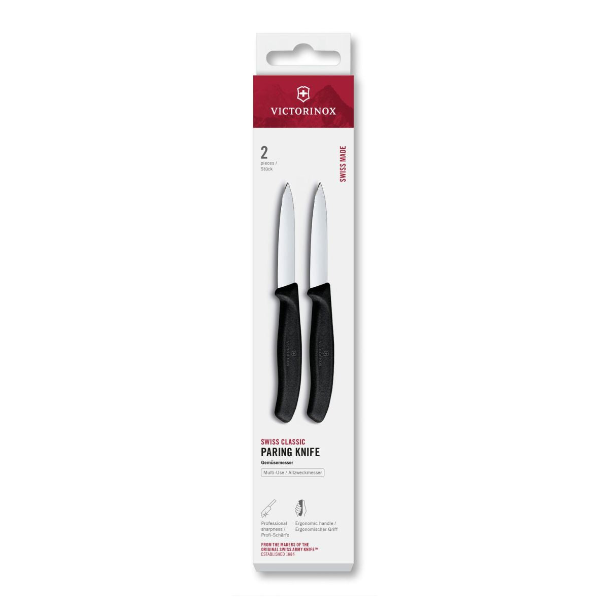 Victorinox Paring Knife 8 cm Black Handle 2 pcs Set Swiss Classic 6.7603.2