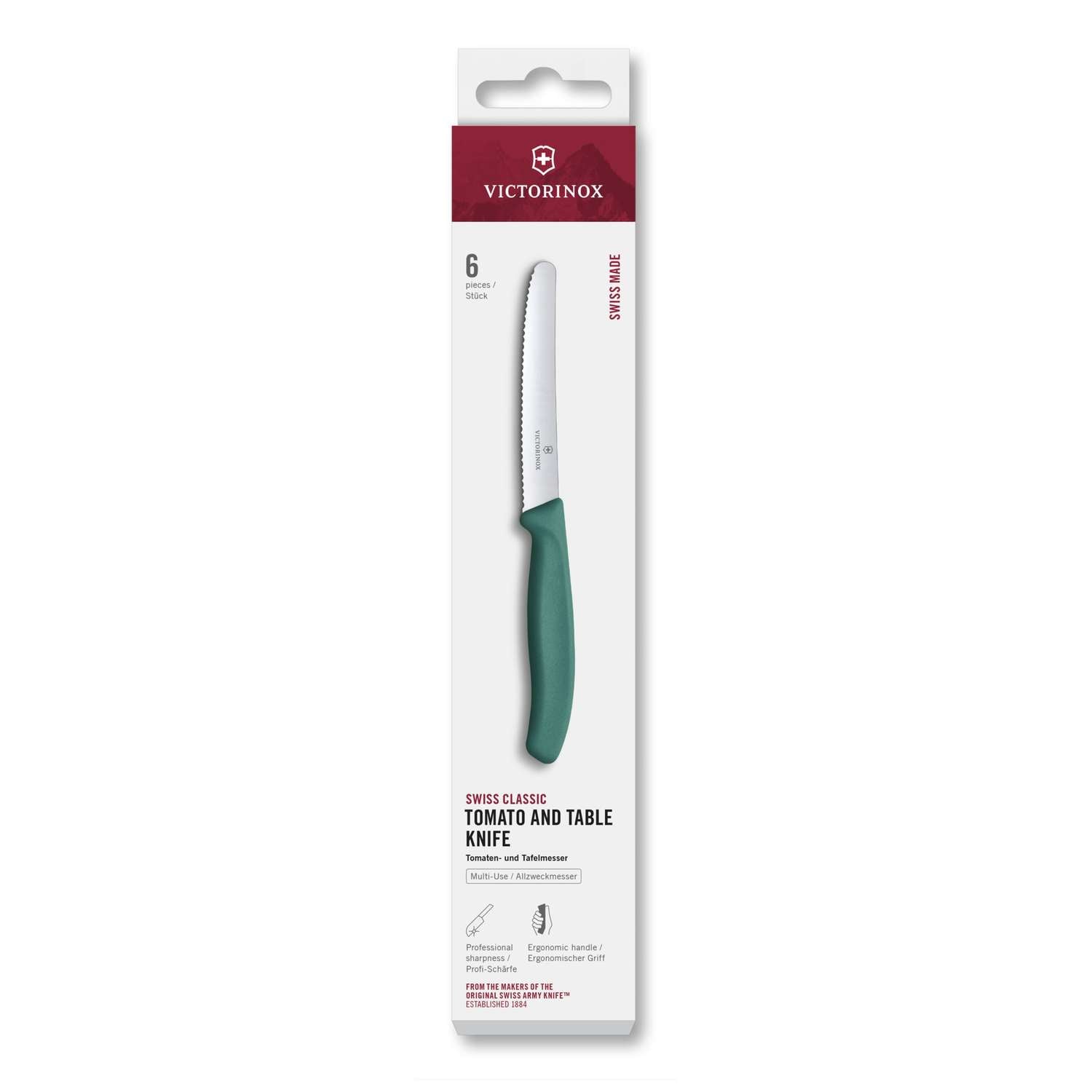 Victorinox Serrated Utility Knife 11 cm Green Handle 2 pcs Set Swiss Classic 6.7834.6C1