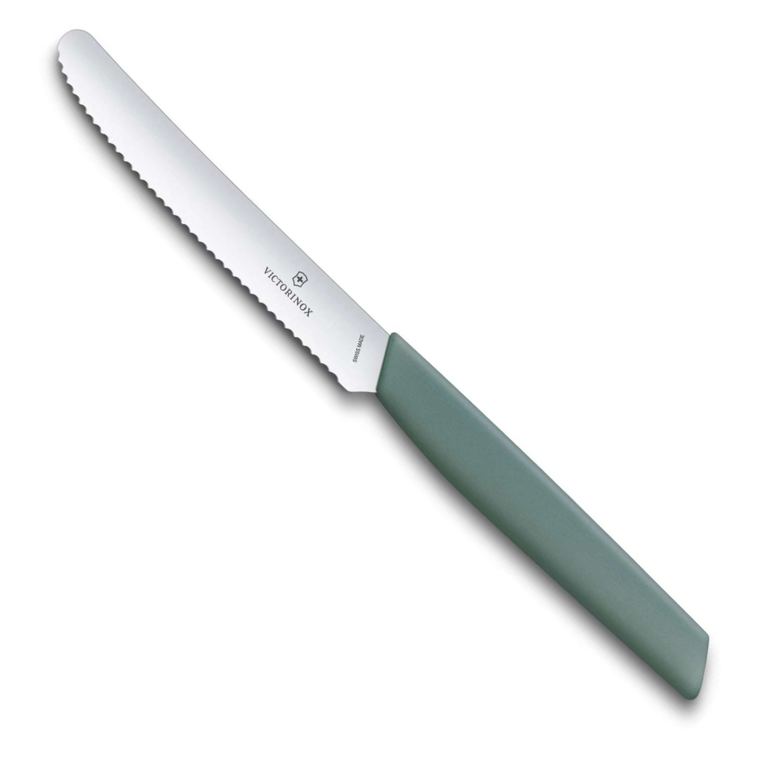 Victorinox Round Utility Knife 11 cm, Serrated Green Pastel Set 2 pcs Swiss Modern