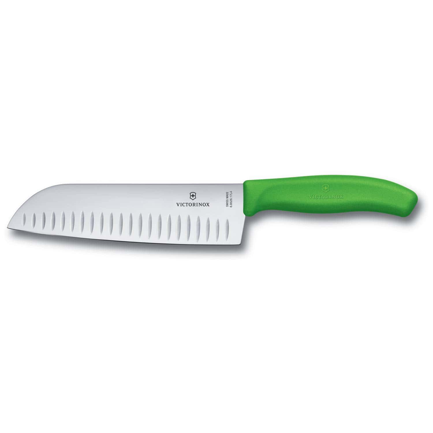 Victorinox Hollow Edge Santoku Knife Green Handle 17 cm Swiss Classic