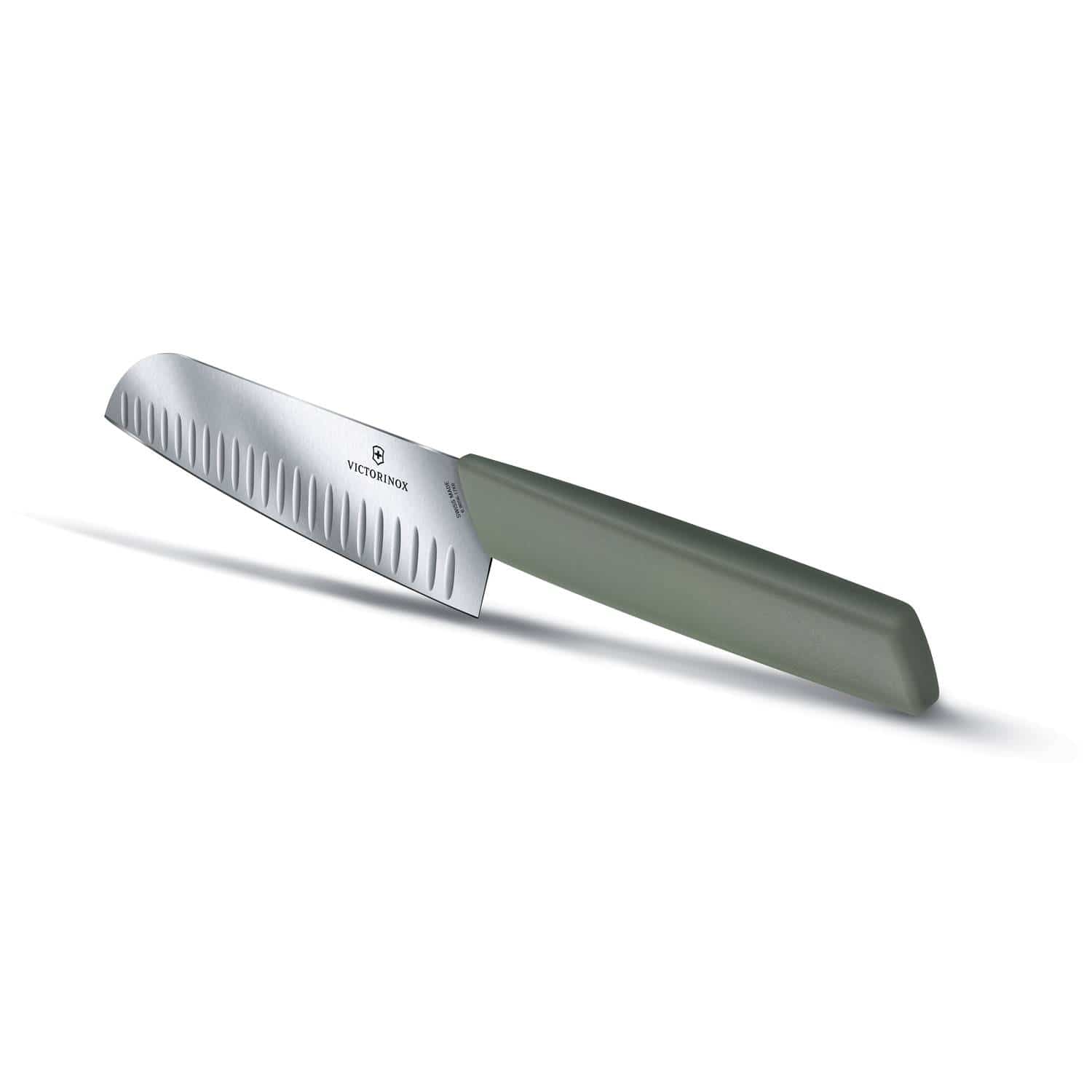Victorinox Hollow Edge Santoku Knife 17 cm Olive Swiss Modern Handle