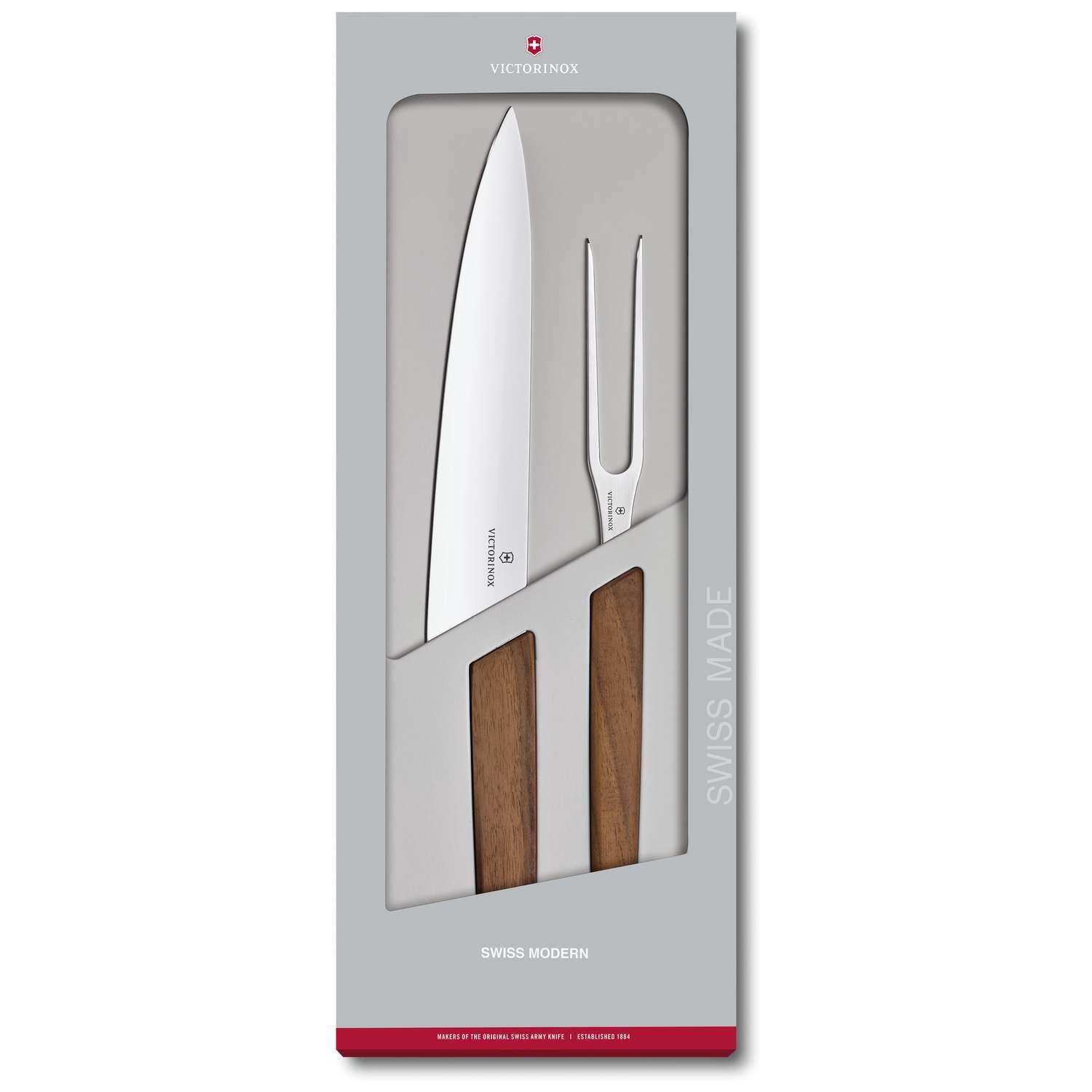 Victorinox Carving Set 2 pcs Wooden Handles Gift Box Swiss Modern 6.9091.2