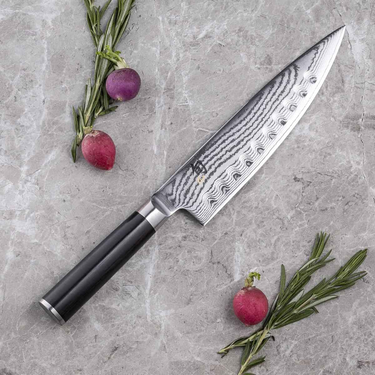 KAI Hollow Edge Damascus Chef's Knife 20 cm Shun DM-0719
