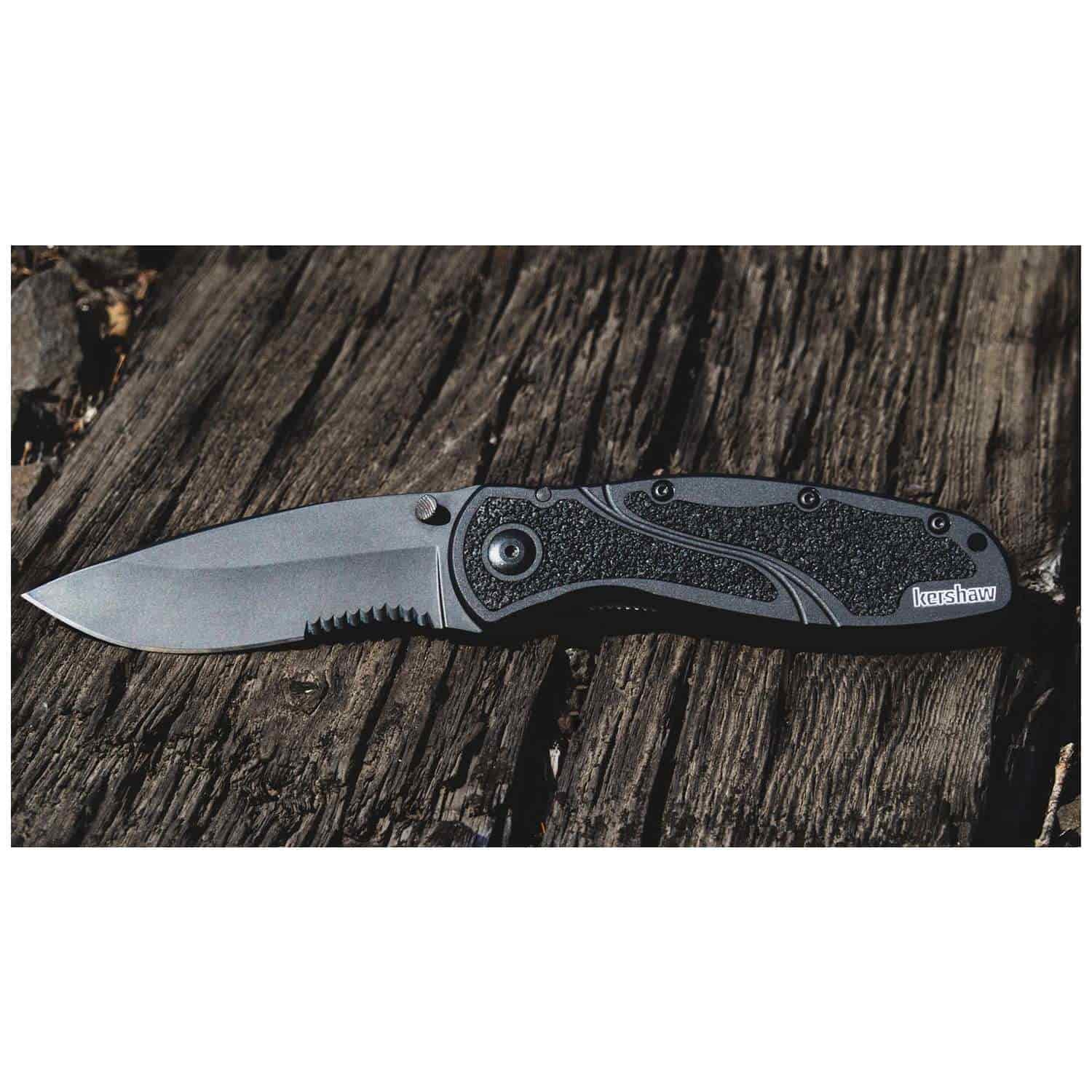 Kershaw Blur Black Serrated Ceracote Pocket Knife 9 cm Black Handle 111 gr 1670BLKST