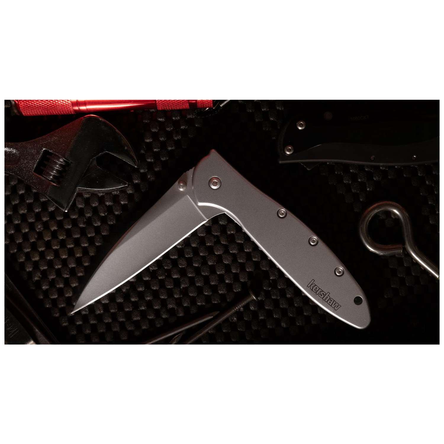 Kershaw Leek Bead-Blasted Pocket Knife 8 cm Silver Handle 85 gr 1660