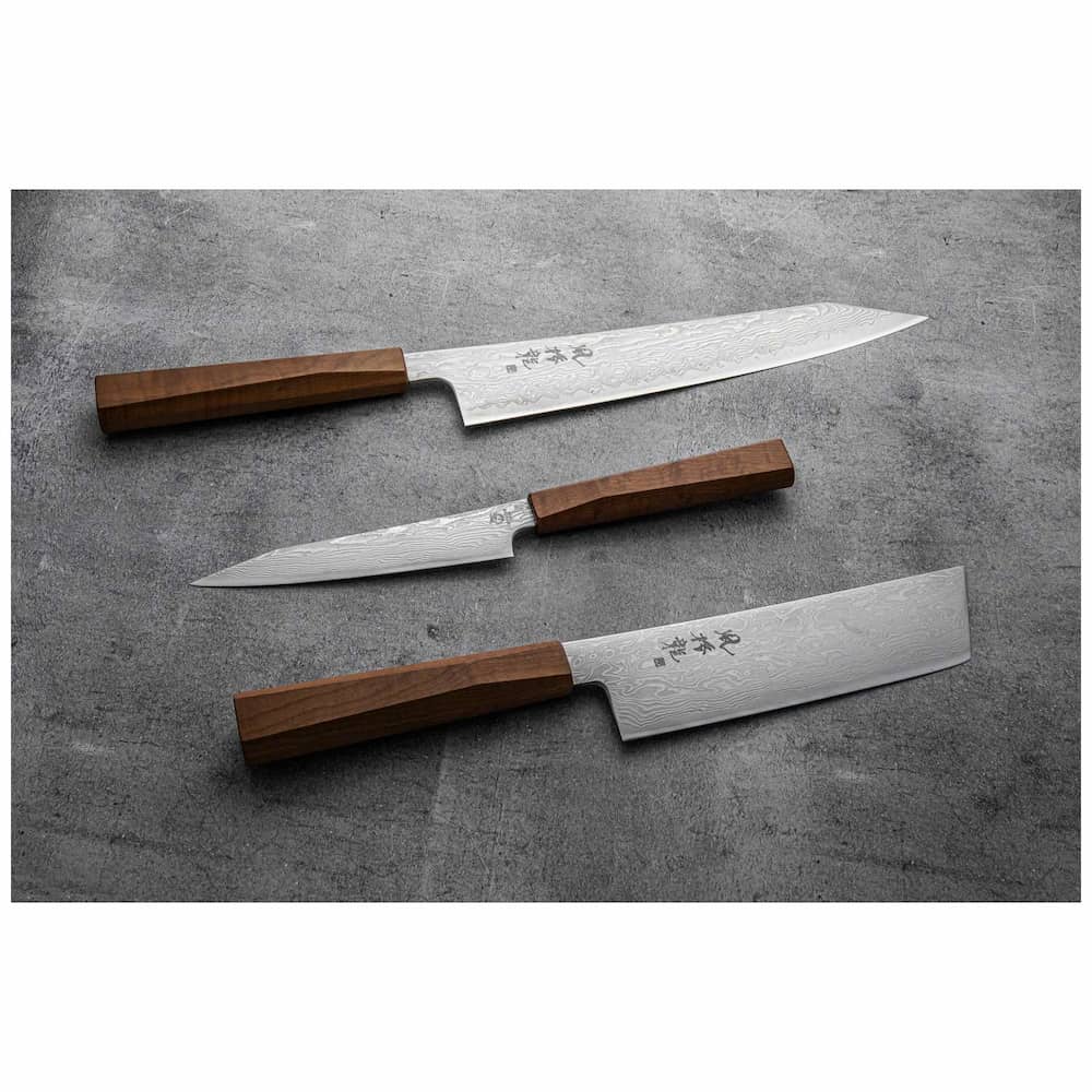 Ryusen Damascus Santoku Knife 17 cm Maple Handle Fukaku Ryu FK-303