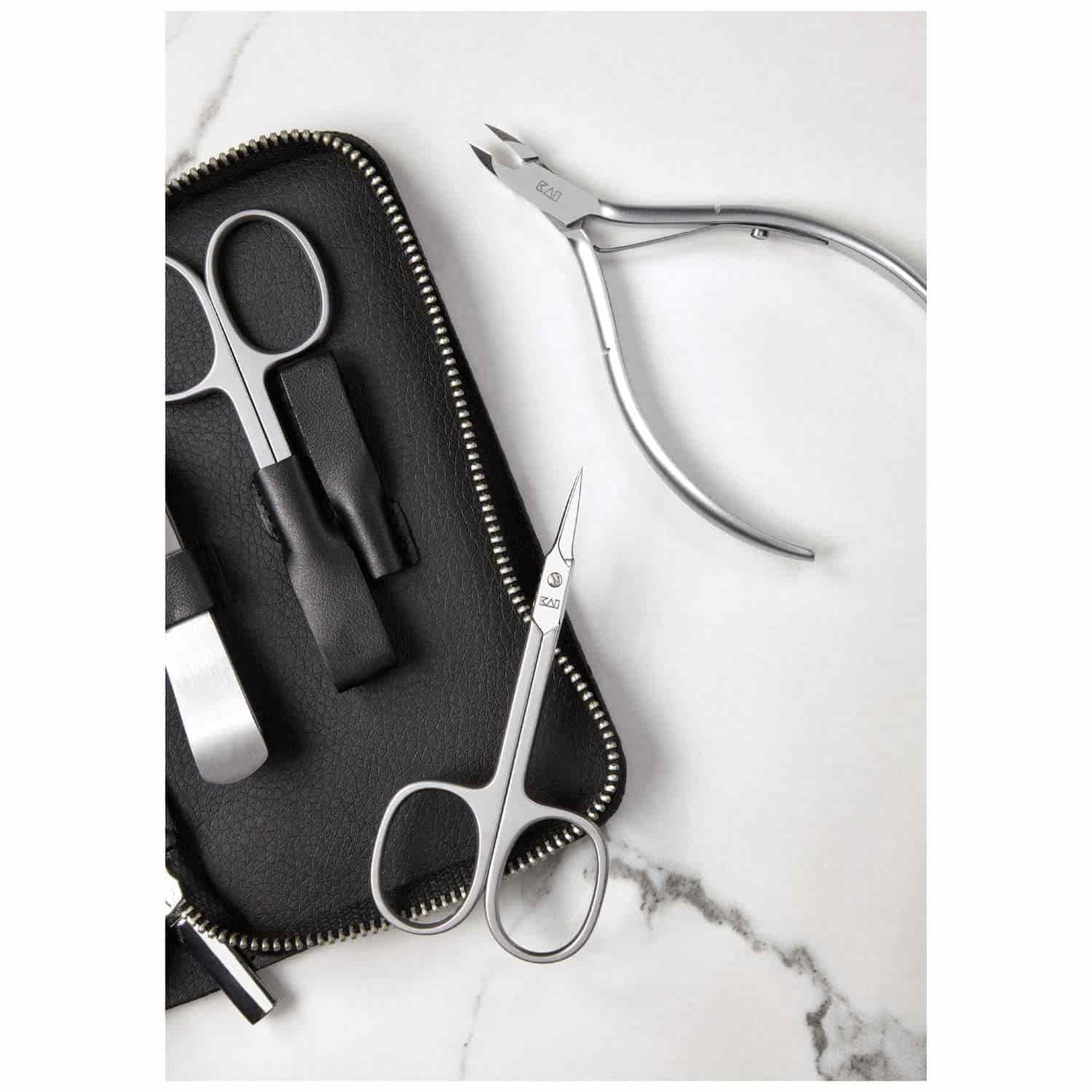 KAI Japanese Manicure Set 6 pcs (Nail Scissors, Cuticle Scissors, Nail Nippers, Nail File, Tweezers & Cuticle Nippers) Instruments Sets BCI-SET03