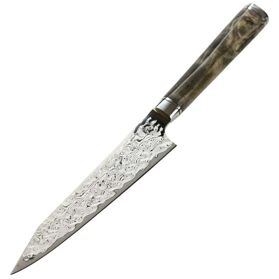 Ryusen Damascus Slicing Knife 26 cm Poplar Handle Oukokuryu MT OK-206