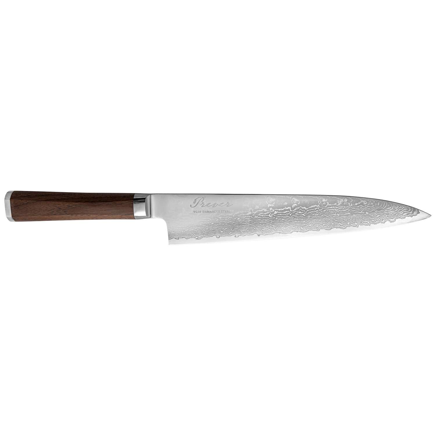 Ryusen Damascus Chef's Knife 24 cm Walnut Handle Prever PV-101