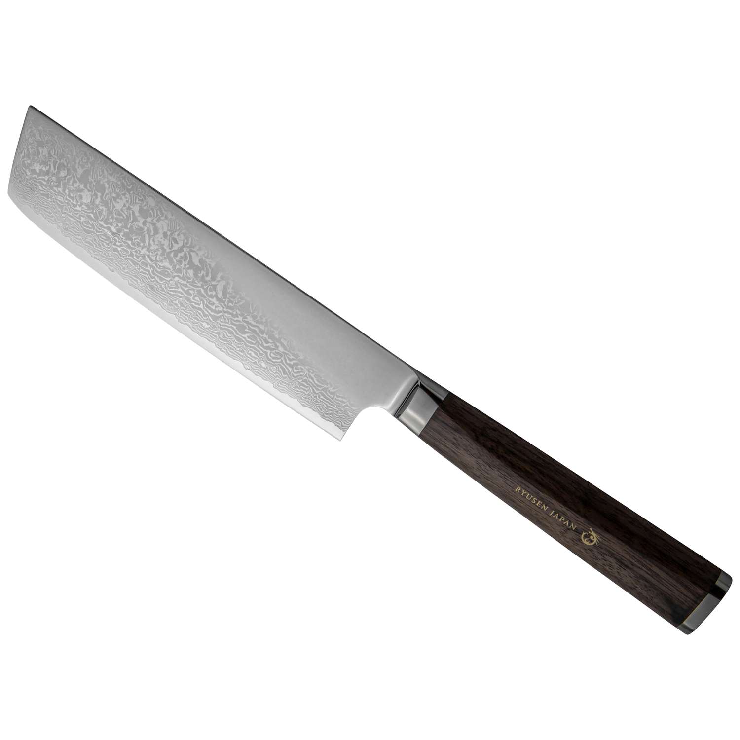 Ryusen Damascus Nakiri Knife 17.5 cm Walnut Handle Prever PV-104