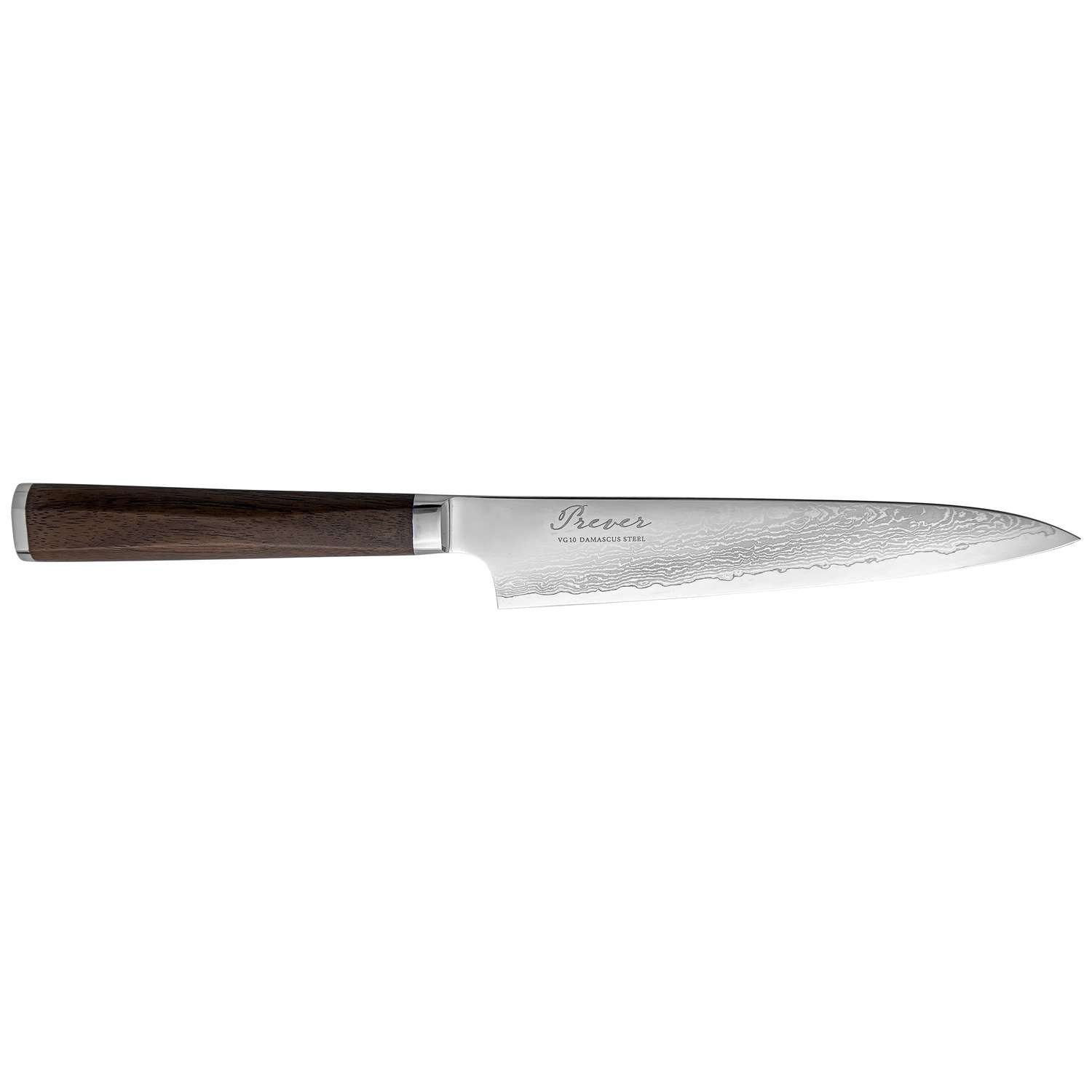 Ryusen Damascus Utility Knife 15 cm Walnut Handle Prever PV-105