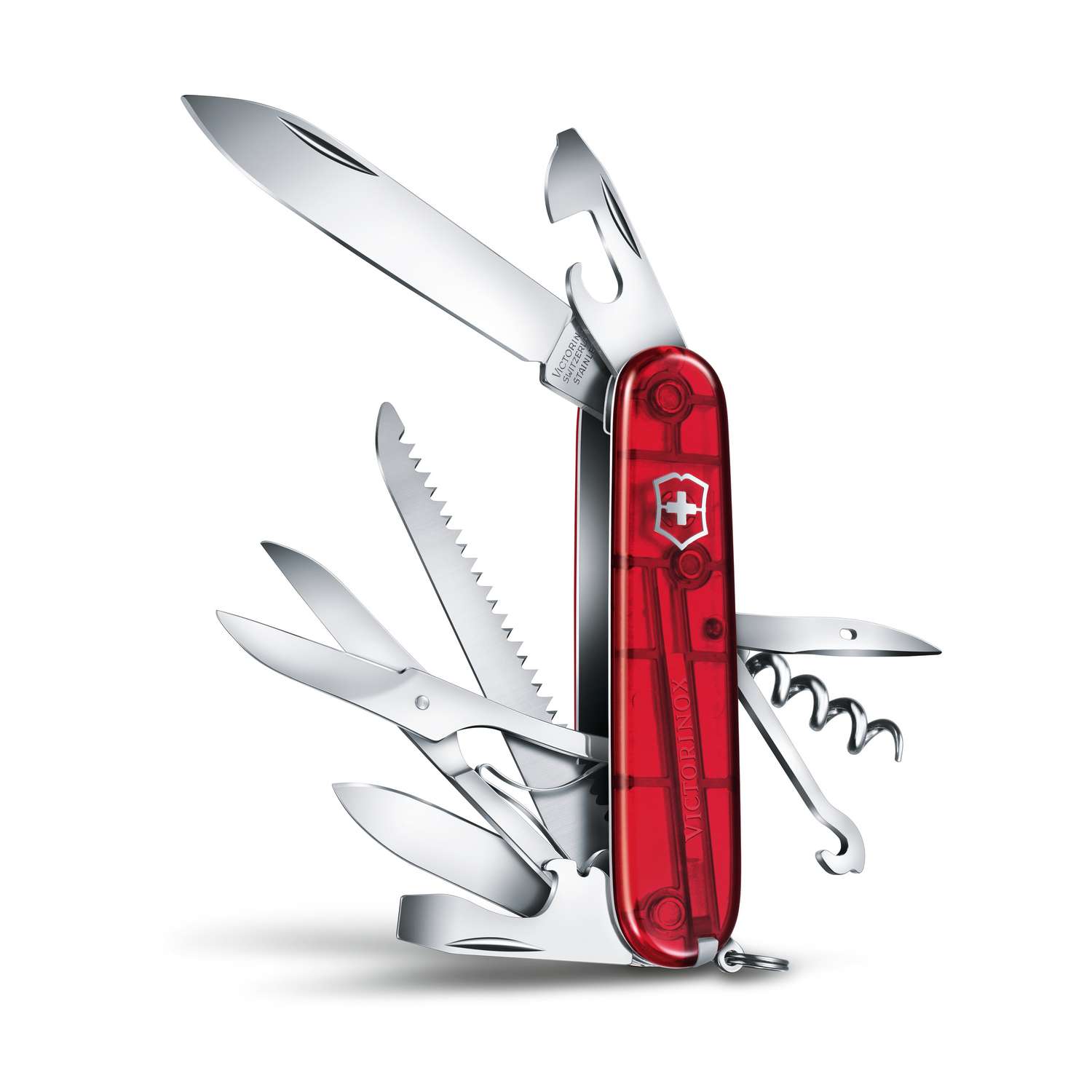 Victorinox Huntsman Swiss Army Knife 91 mm 15 Functions Red Transparent 1.3713.T