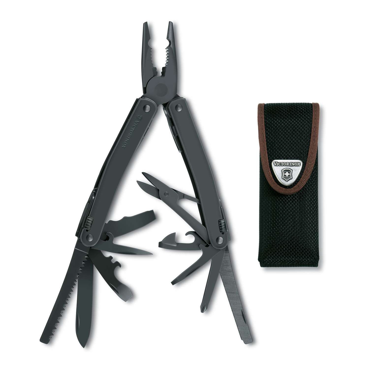 Victorinox Swiss Tool Spirit XBS Swiss Army Multitool 105 mm 25 Functions Black In Belt Pouch 3.0224.3CN
