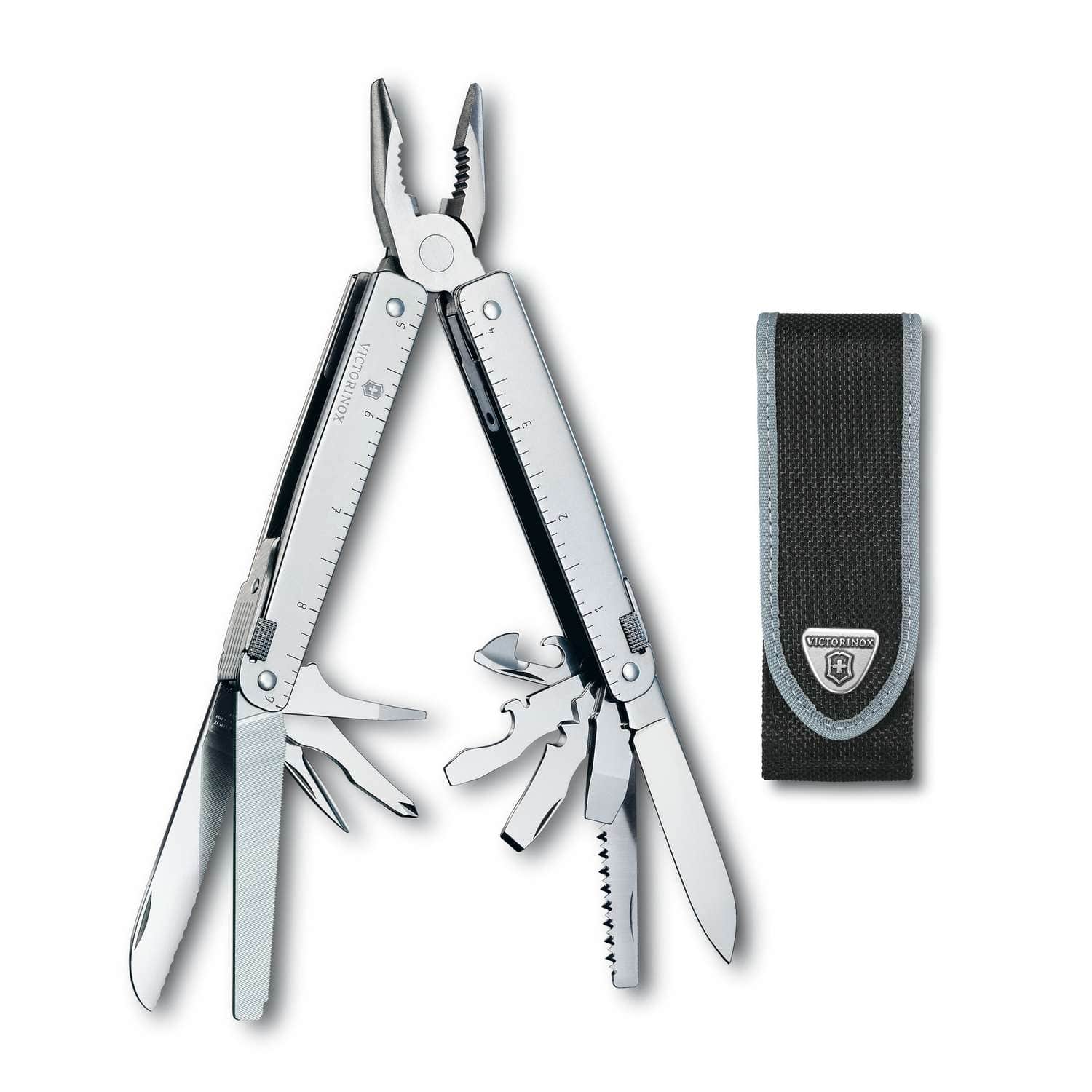 Victorinox Swiss Tool Swiss Army Multitool 115 mm 26 Functions Silver In Belt Pouch 3.0323.N