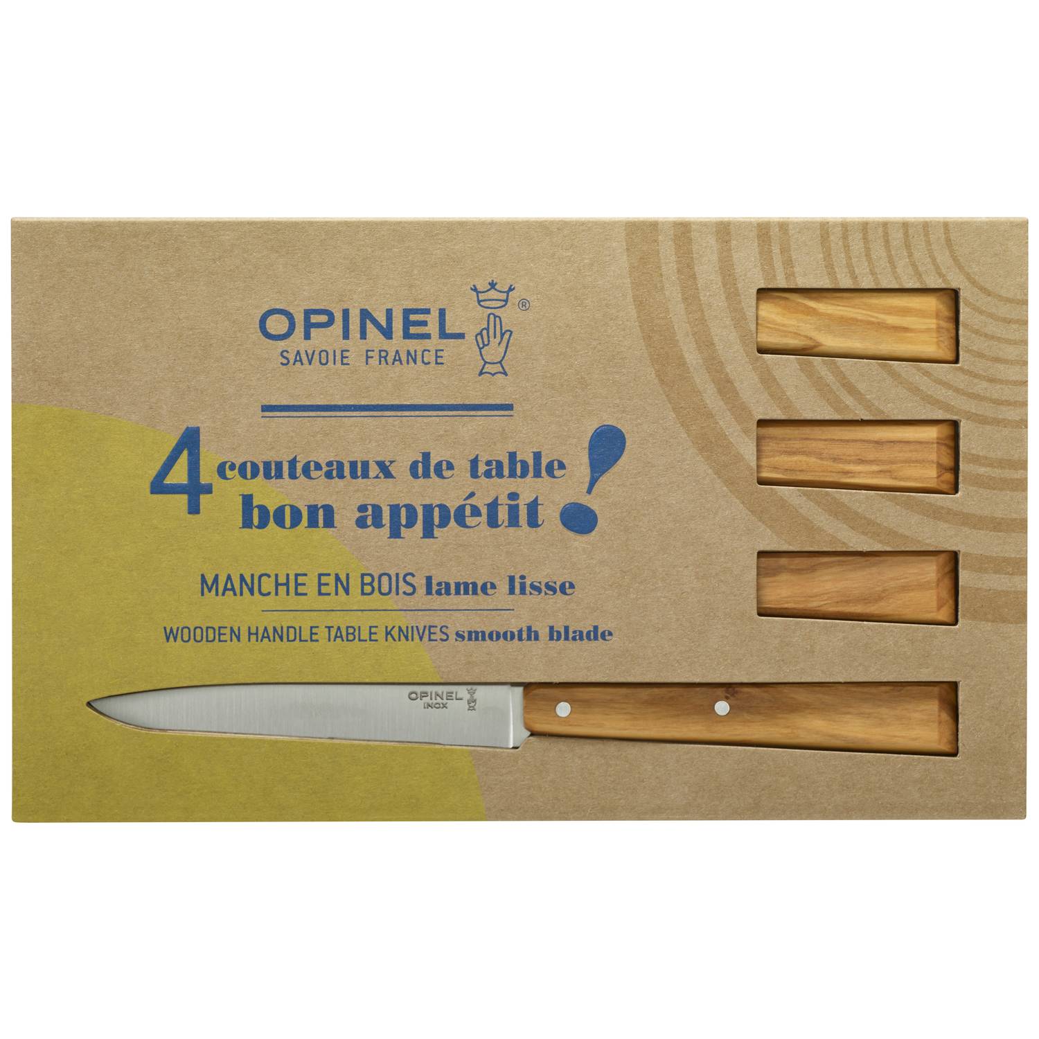 Opinel Kitchen Knives 4 pcs Set No 125 With Wooden Handles Bon Appetit Olive 001515