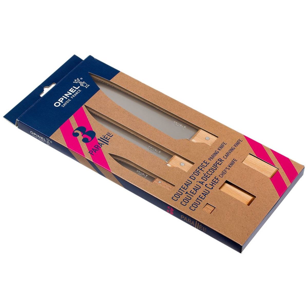Opinel Knives Set 2 pcs With Beechwood Handle No 120 Parallele 001838