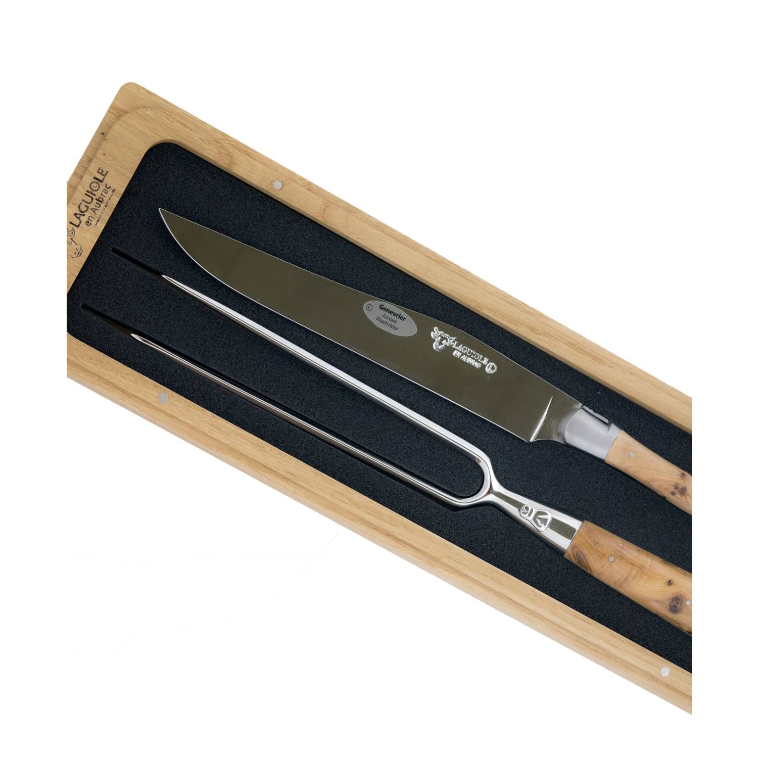 Laguiole en aubrac Carving Set 2 Pcs With Handle juniper Laguiole en aubrac Chef set