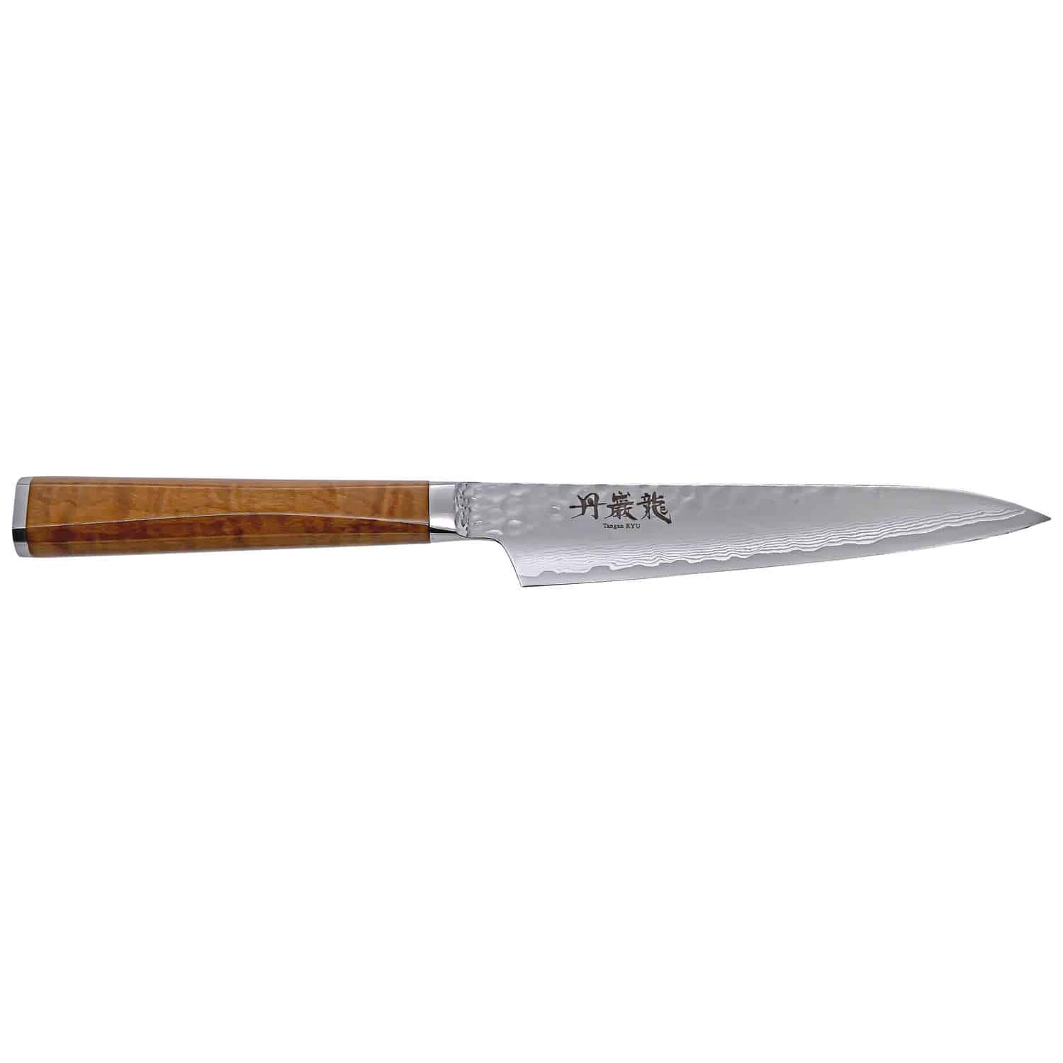 Ryusen Damascus Utility Knife 15 cm Maple Handle Tangan Ryu TG-606