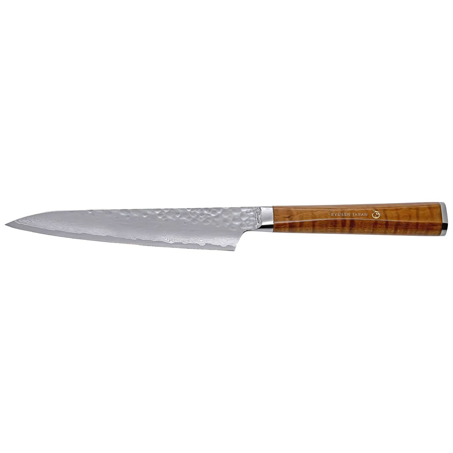 Ryusen Damascus Utility Knife 15 cm Maple Handle Tangan Ryu TG-606
