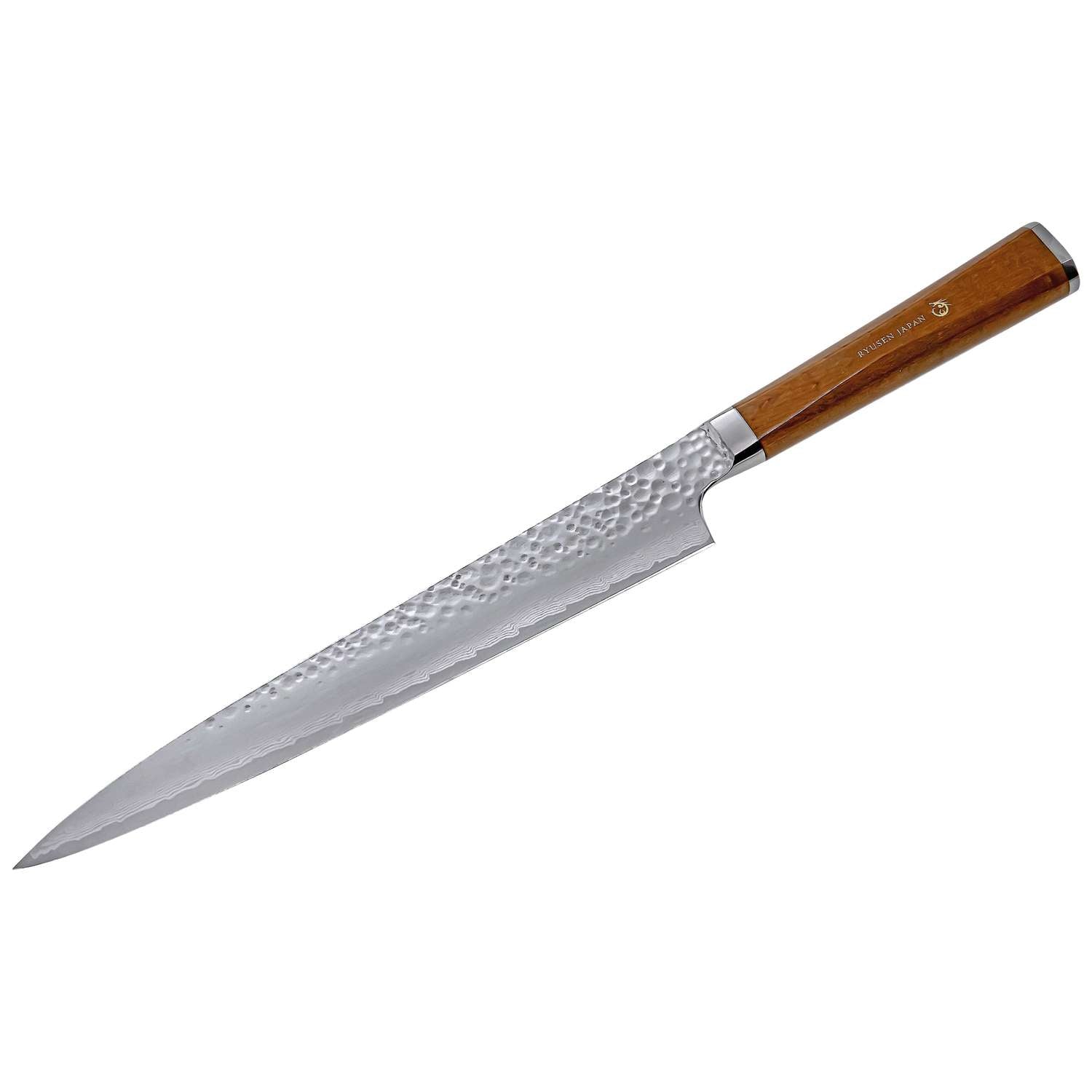 Ryusen Damascus Slicing Knife 24 cm Maple Handle Tangan Ryu TG-609