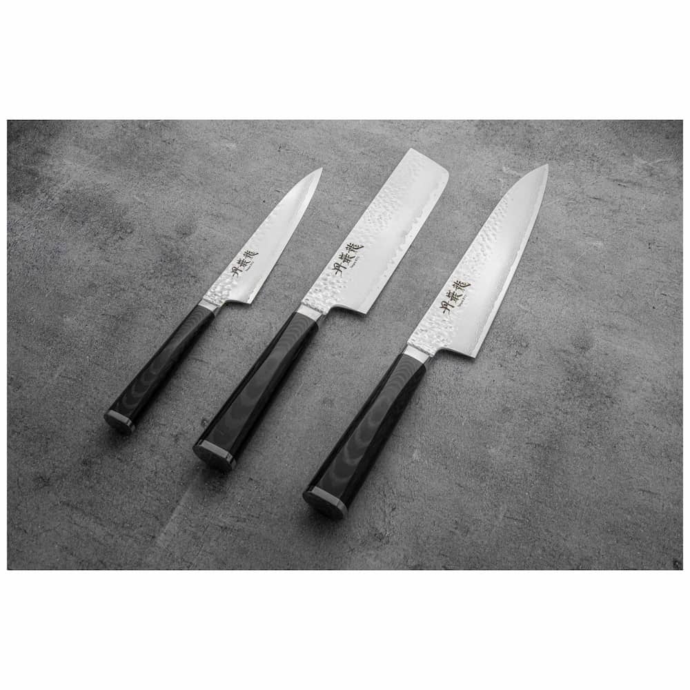 Ryusen Damascus Chef'S Knife 24 cm Micarta Handle Tangan Ryu TG-501