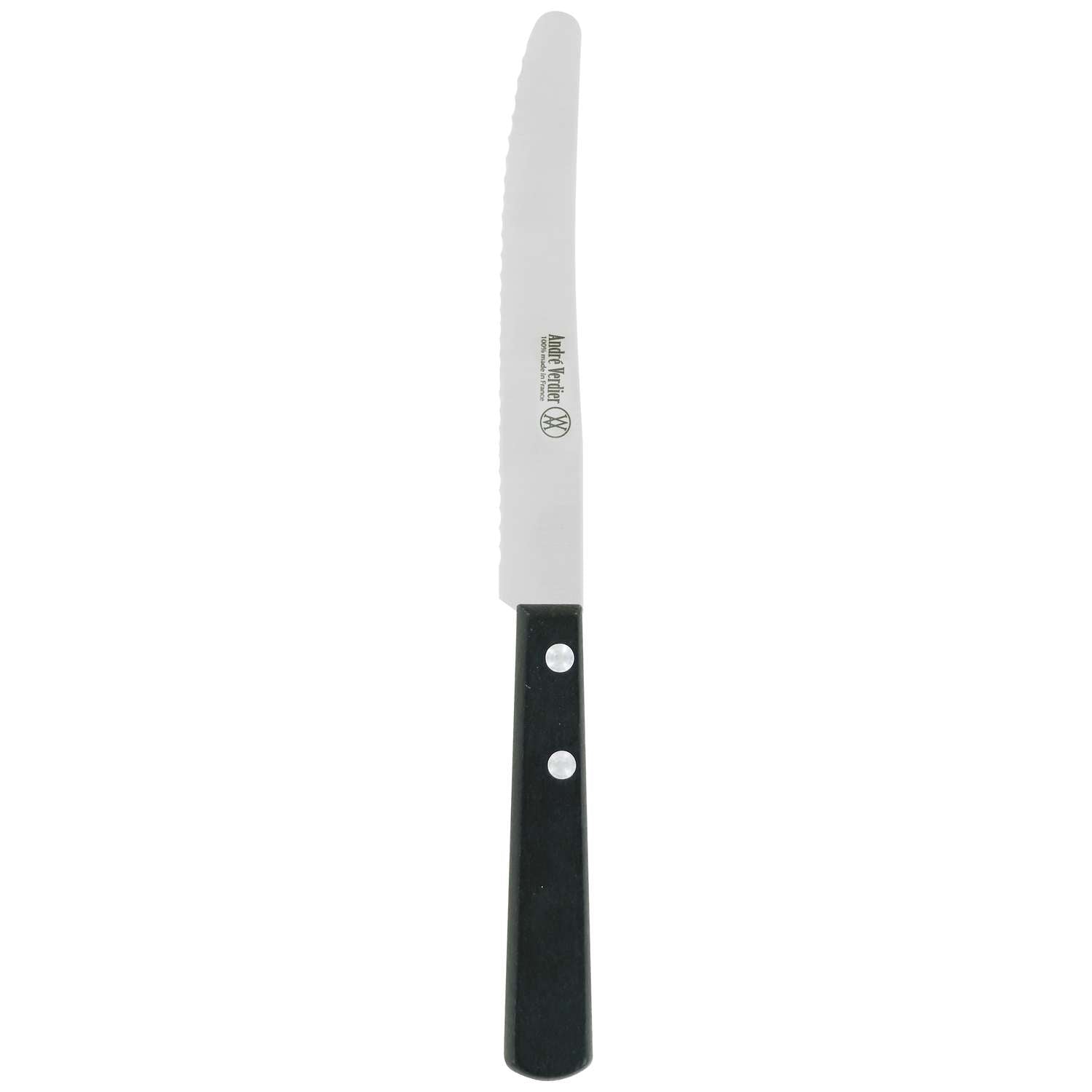 Andre verdier Serrated Round Dinner Knife 12 cm Black Wooden Handle Prepa Culi